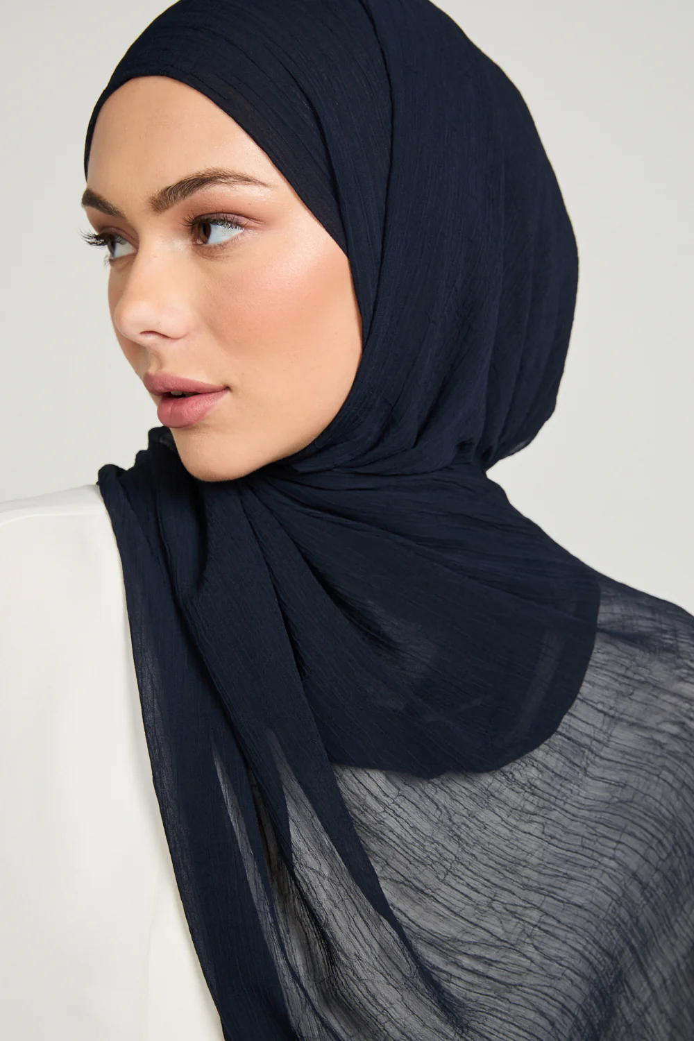 Luxury Soft Crush Hijab - Navy - Image 5