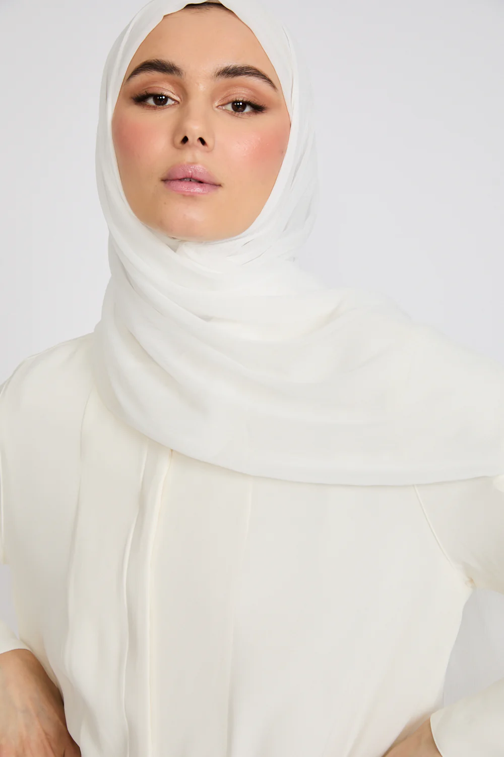 Luxury Soft Crush Hijab - Off White - Image 4