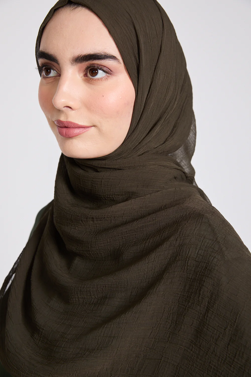 Luxury Soft Crush Hijab - Olive Brown - Image 4