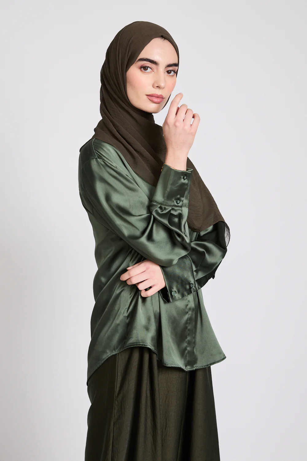 Luxury Soft Crush Hijab - Olive Brown - Image 5