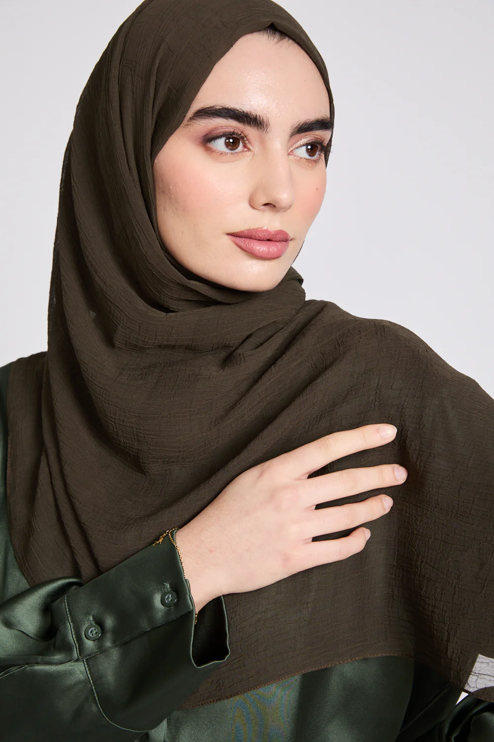 Luxury Soft Crush Hijab - Olive Brown - Image 6