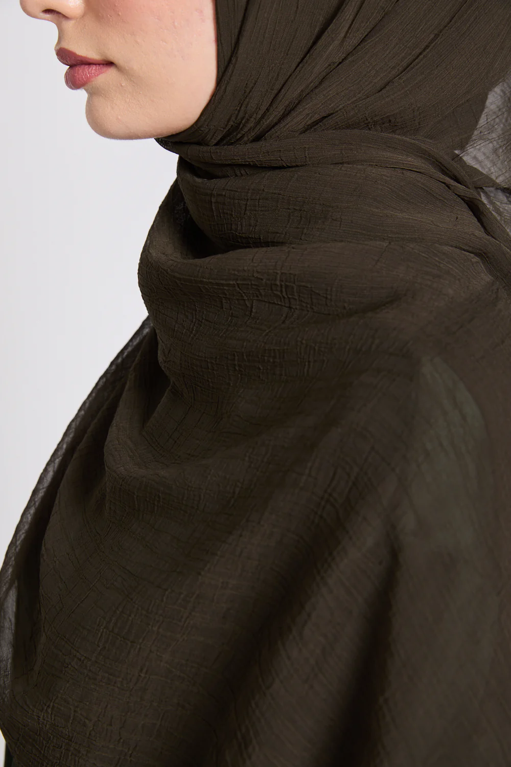 Luxury Soft Crush Hijab - Olive Brown - Image 7