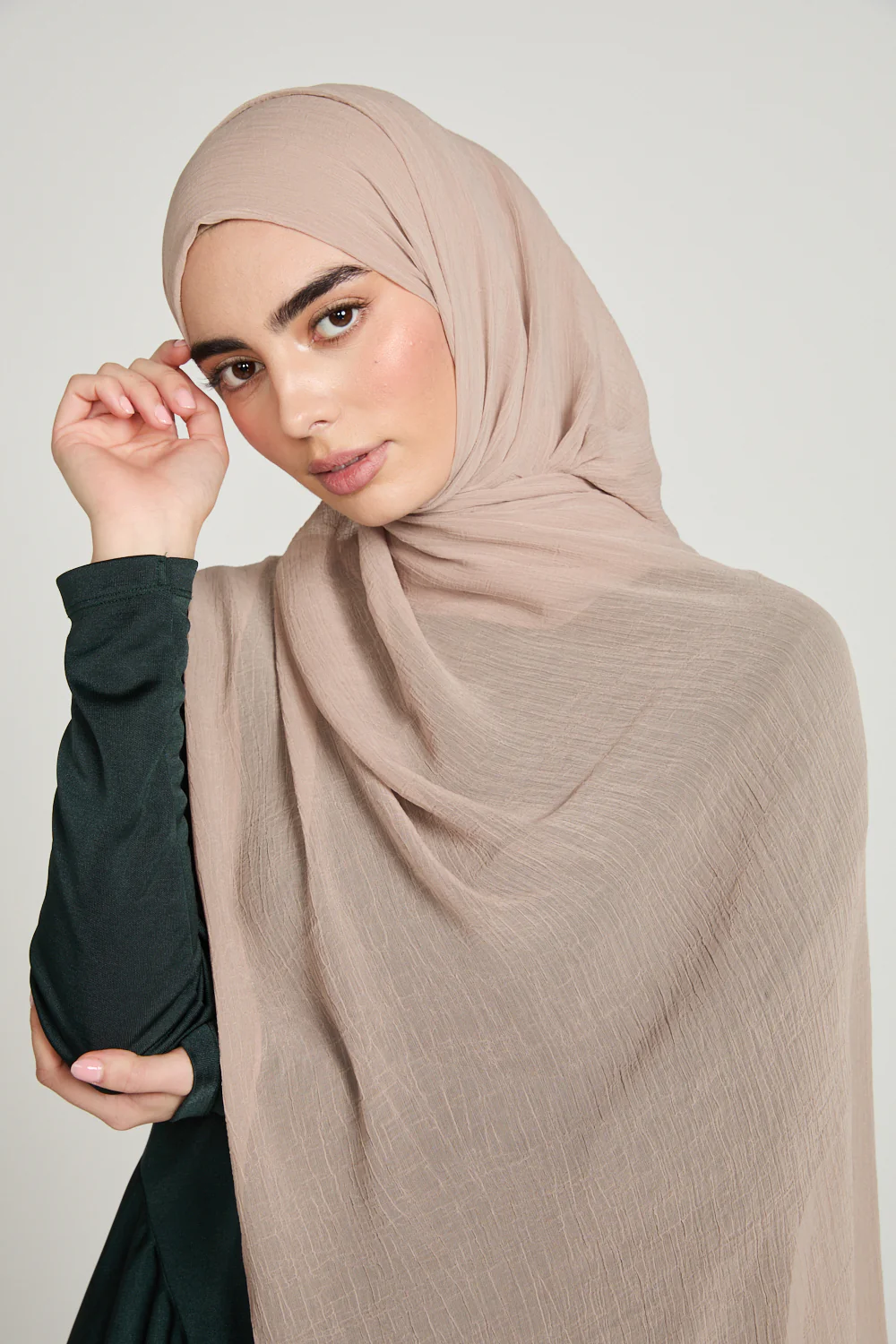 Luxury Soft Crush Hijab - Warm Oat - Image 10
