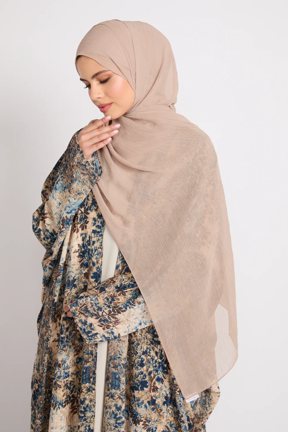 Luxury Soft Crush Hijab - Warm Oat - Image 11