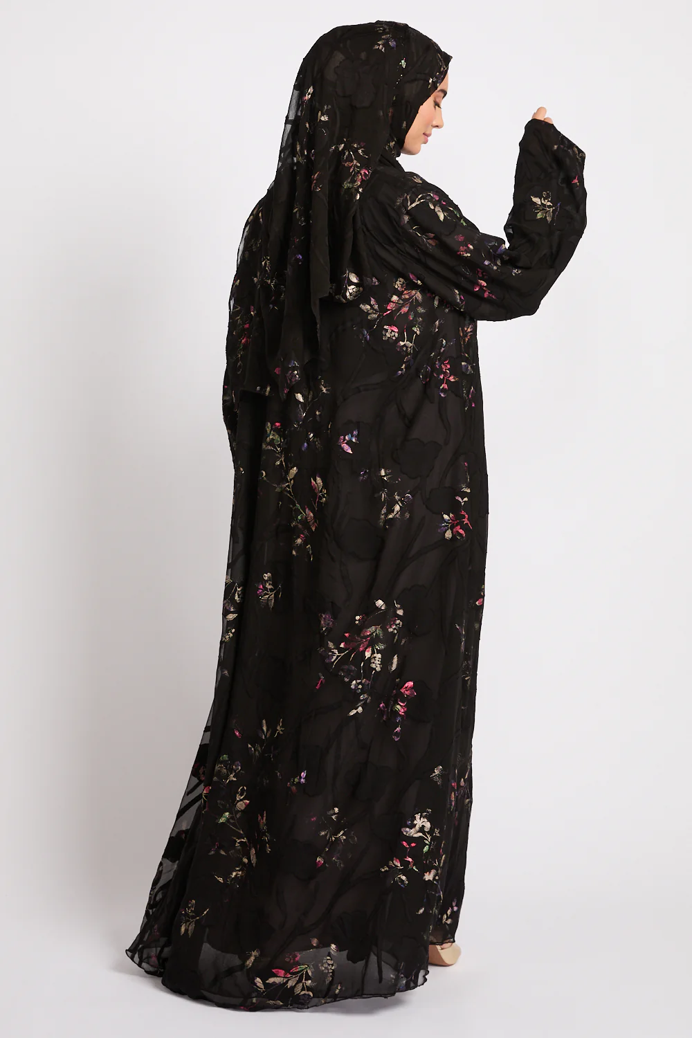Luxury Starlit Midnight Garden Open Abaya - Image 10