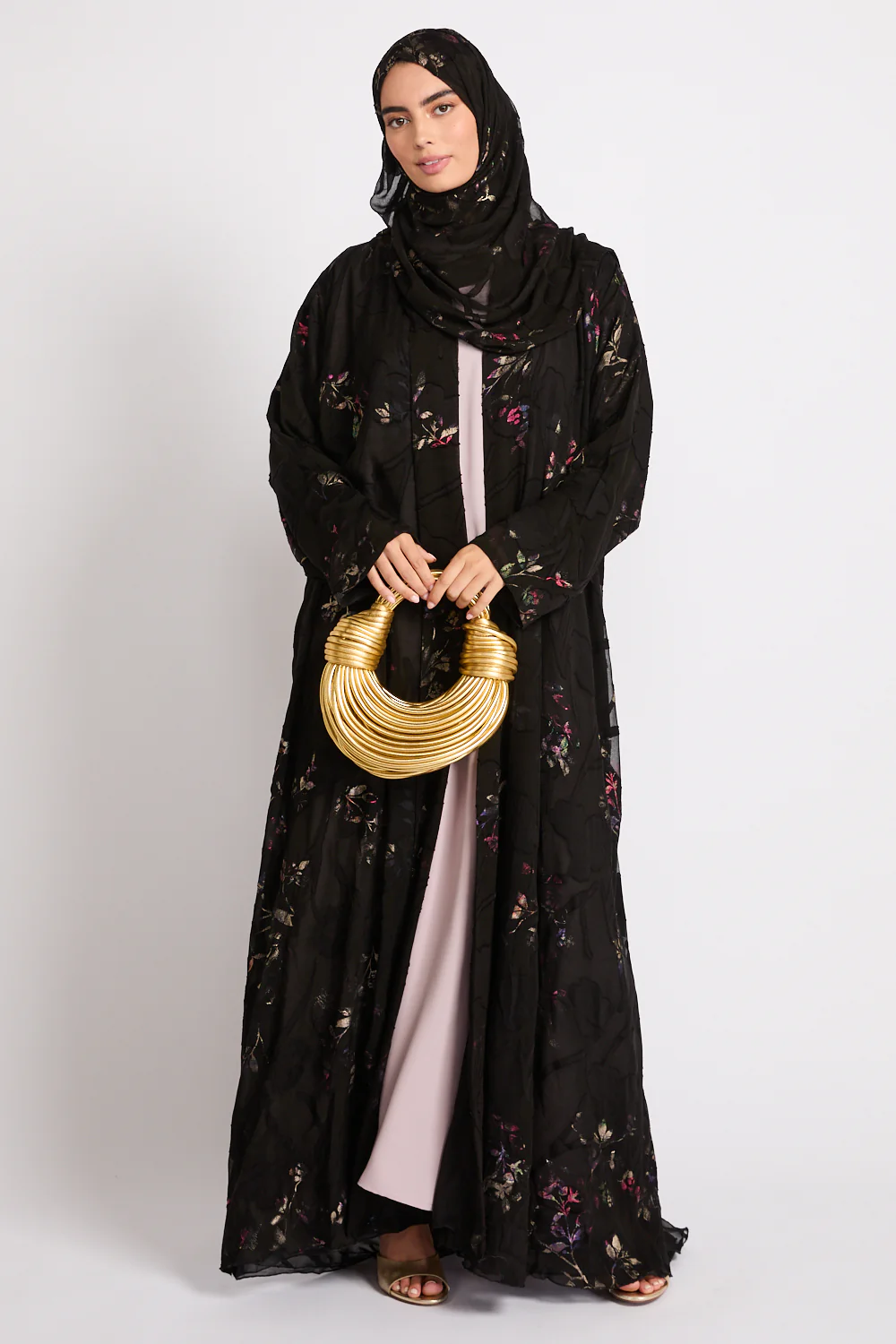 Luxury Starlit Midnight Garden Open Abaya - Image 3