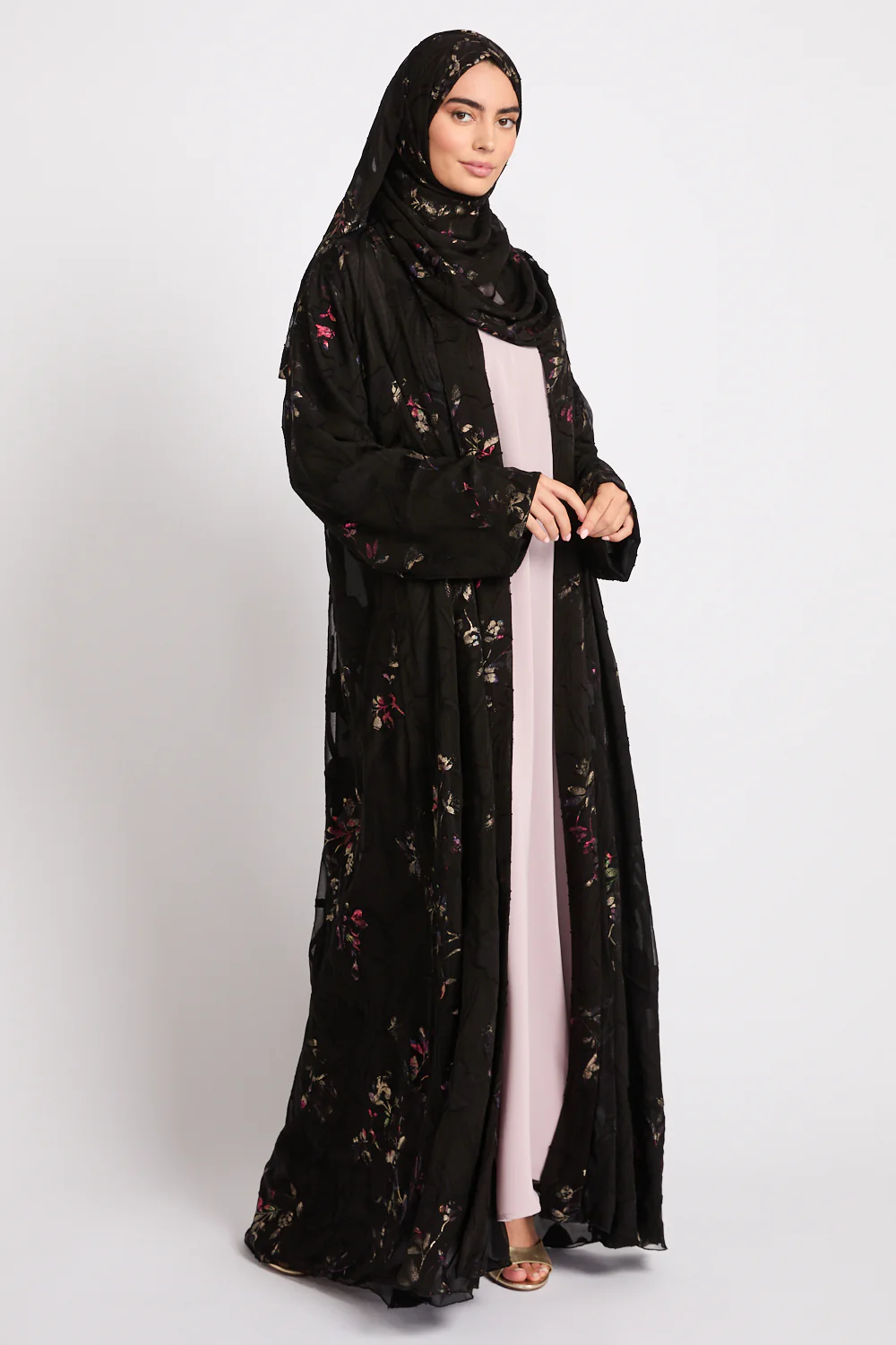 Luxury Starlit Midnight Garden Open Abaya - Image 8