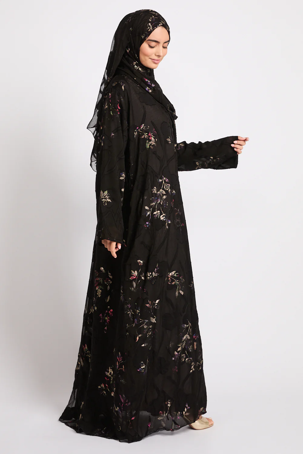 Luxury Starlit Midnight Garden Open Abaya - Image 9