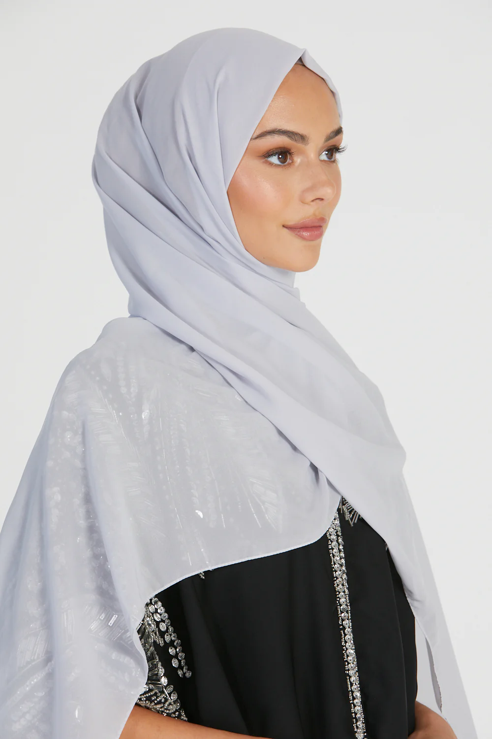 MAXI Luxury Georgette Hijab - Light Grey - Image 3