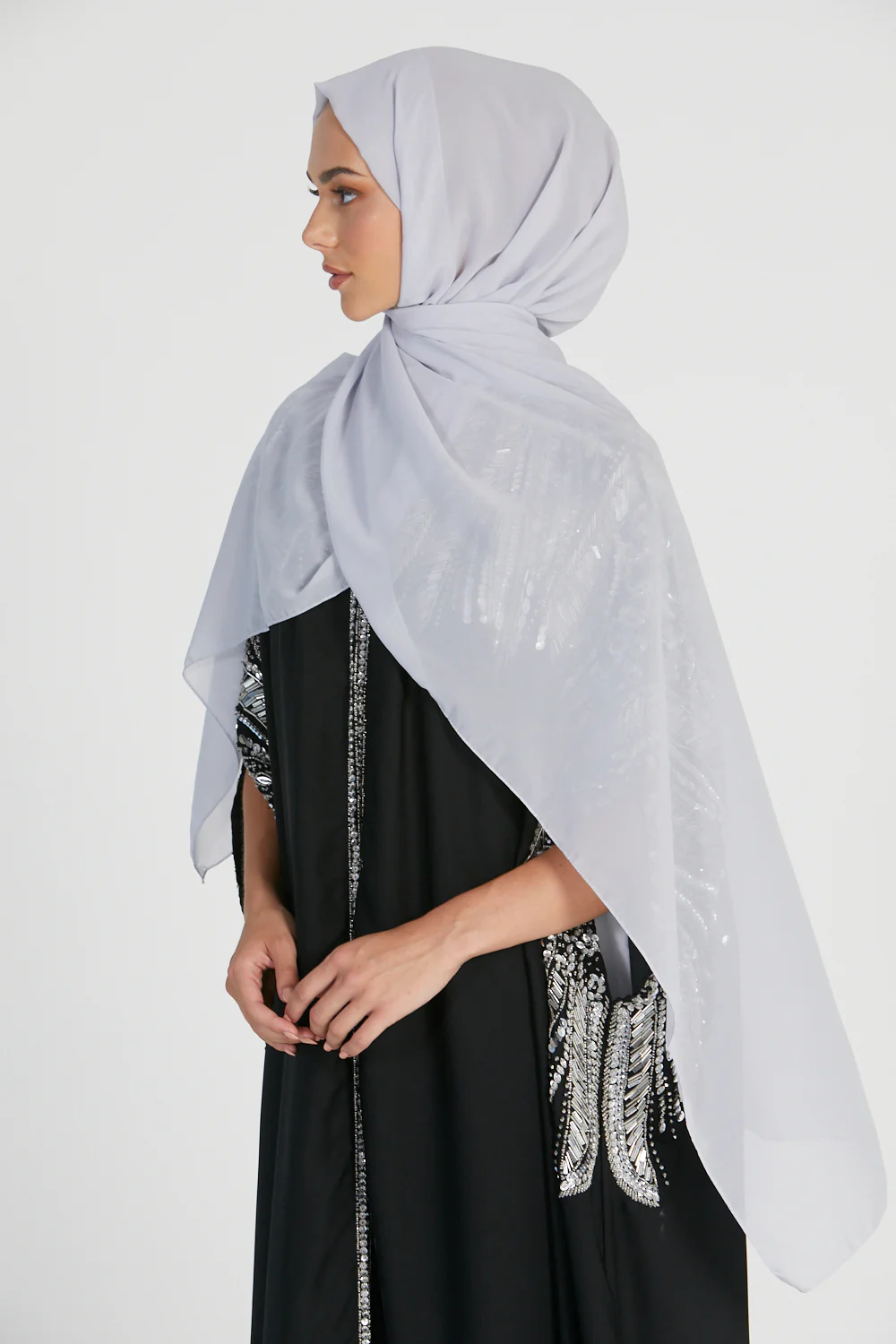 MAXI Luxury Georgette Hijab - Light Grey - Image 4