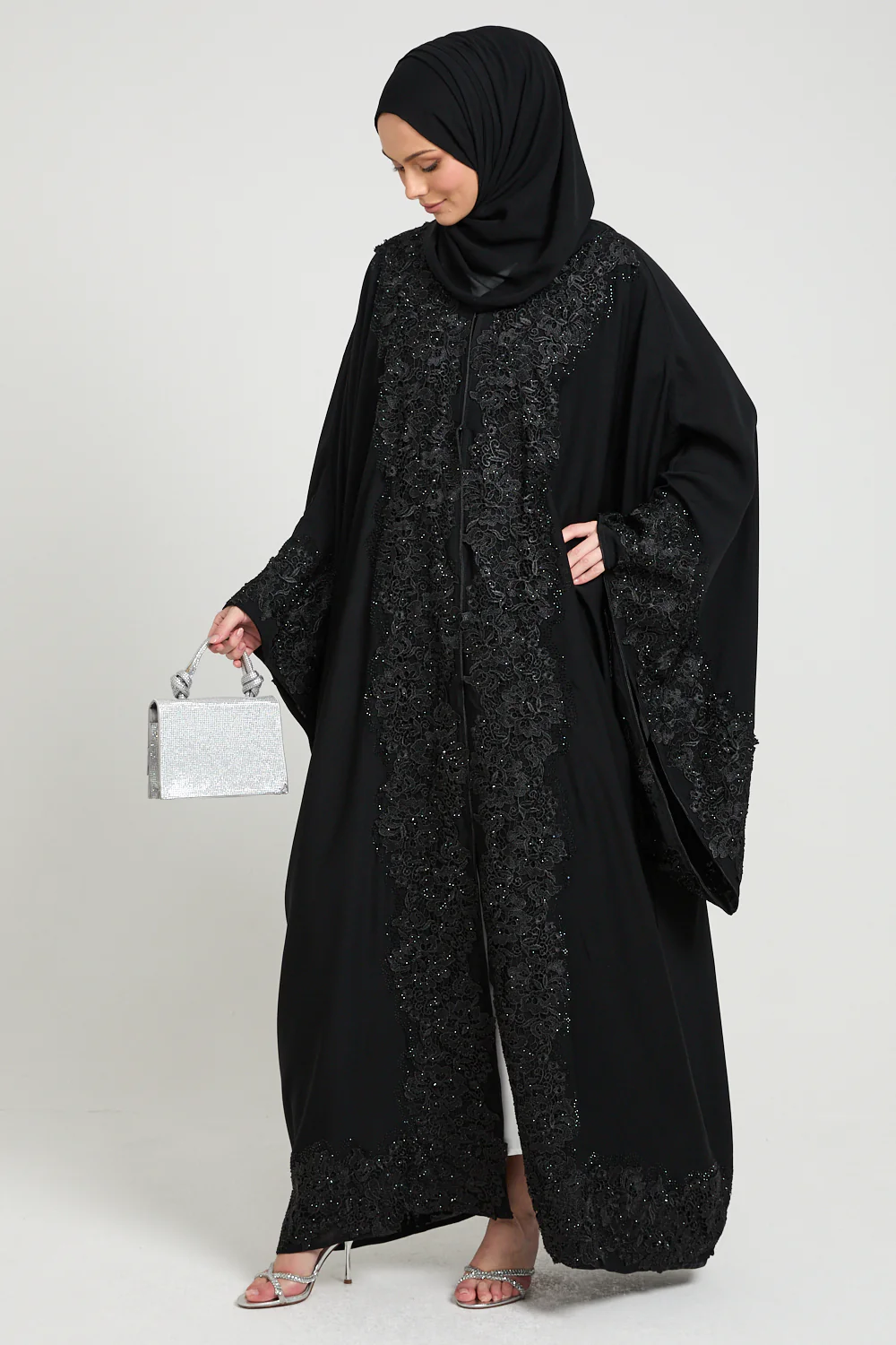Midnight Enchanted Lace Open Farasha – Luxe Edition