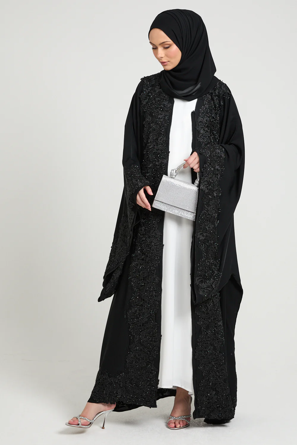 Midnight Enchanted Lace Open Farasha – Luxe Edition - Image 7