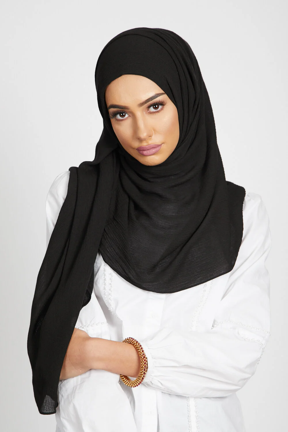 Modal Crinkle Hijab - Black - Image 4