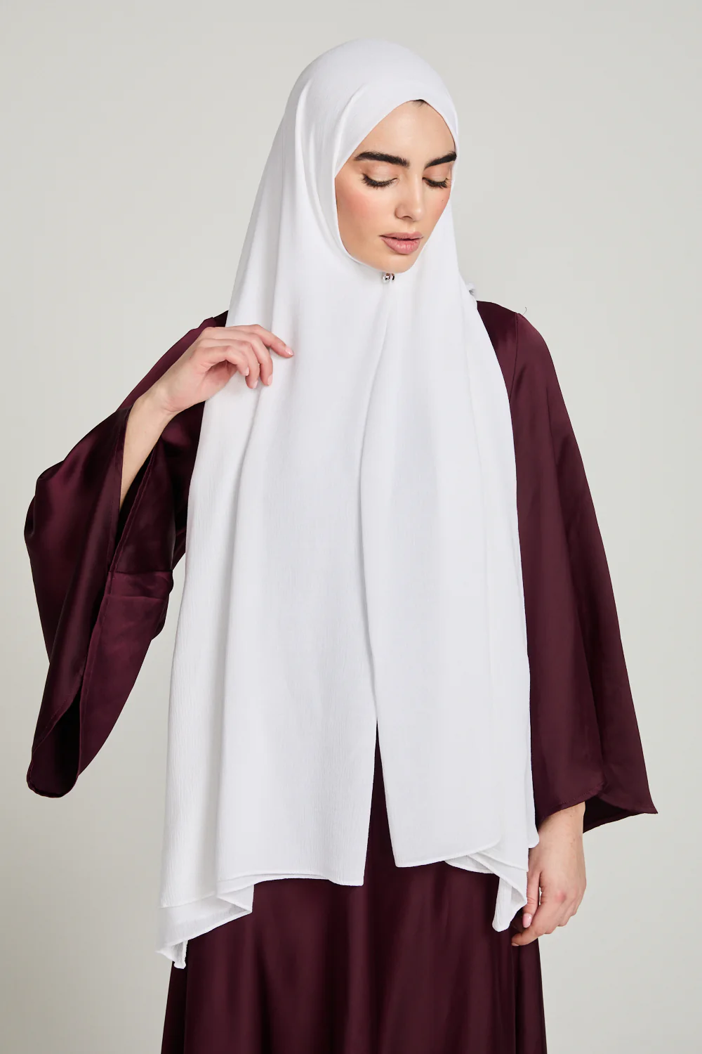 Modal Crinkle Hijab - White - Image 3