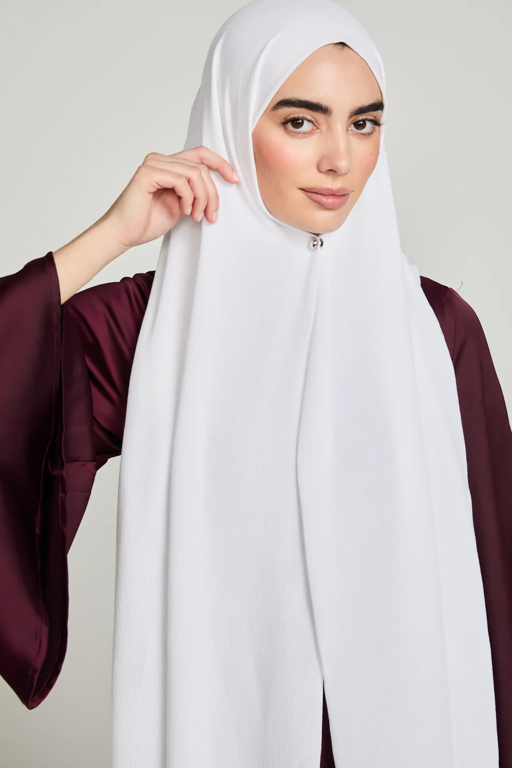 Modal Crinkle Hijab - White - Image 4