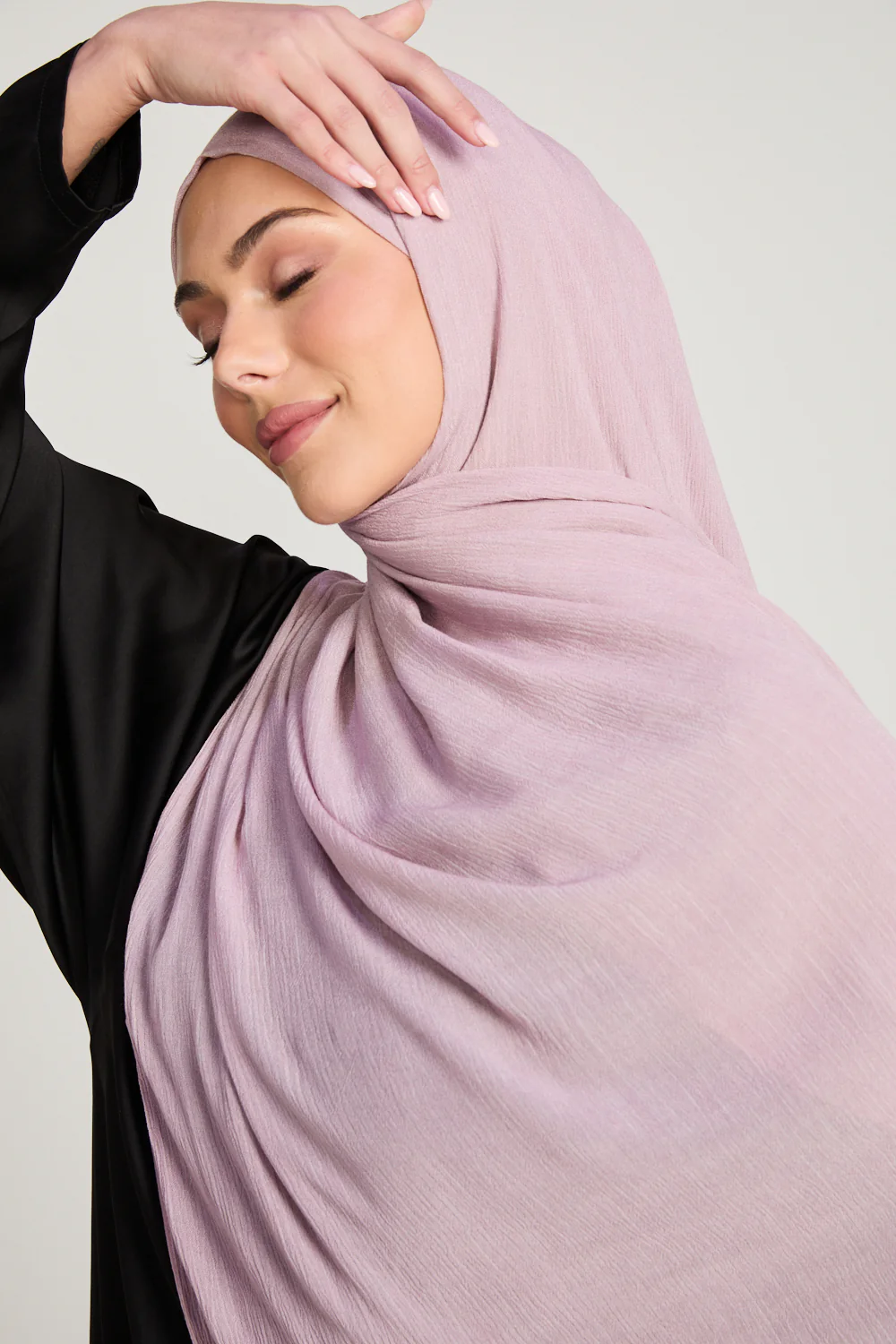 Modal Crinkle Hijab - Smoke Rose - Image 2