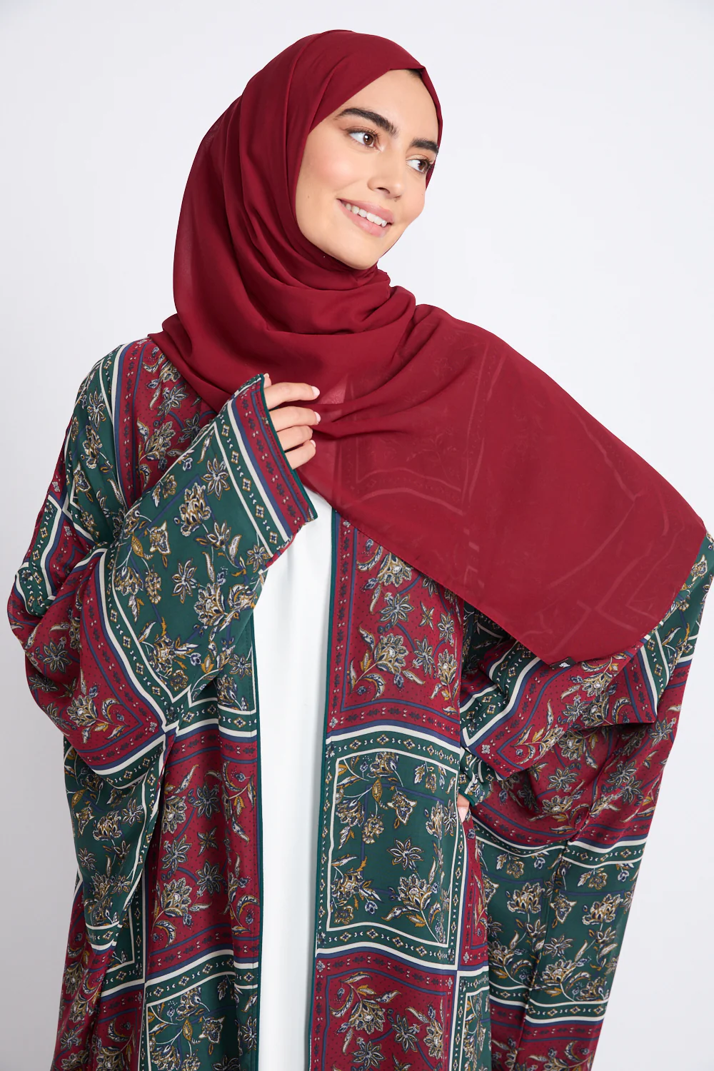 Mosaic Garden Open Bisht – Emerald Ruby - LIMITED EDITION - Image 2