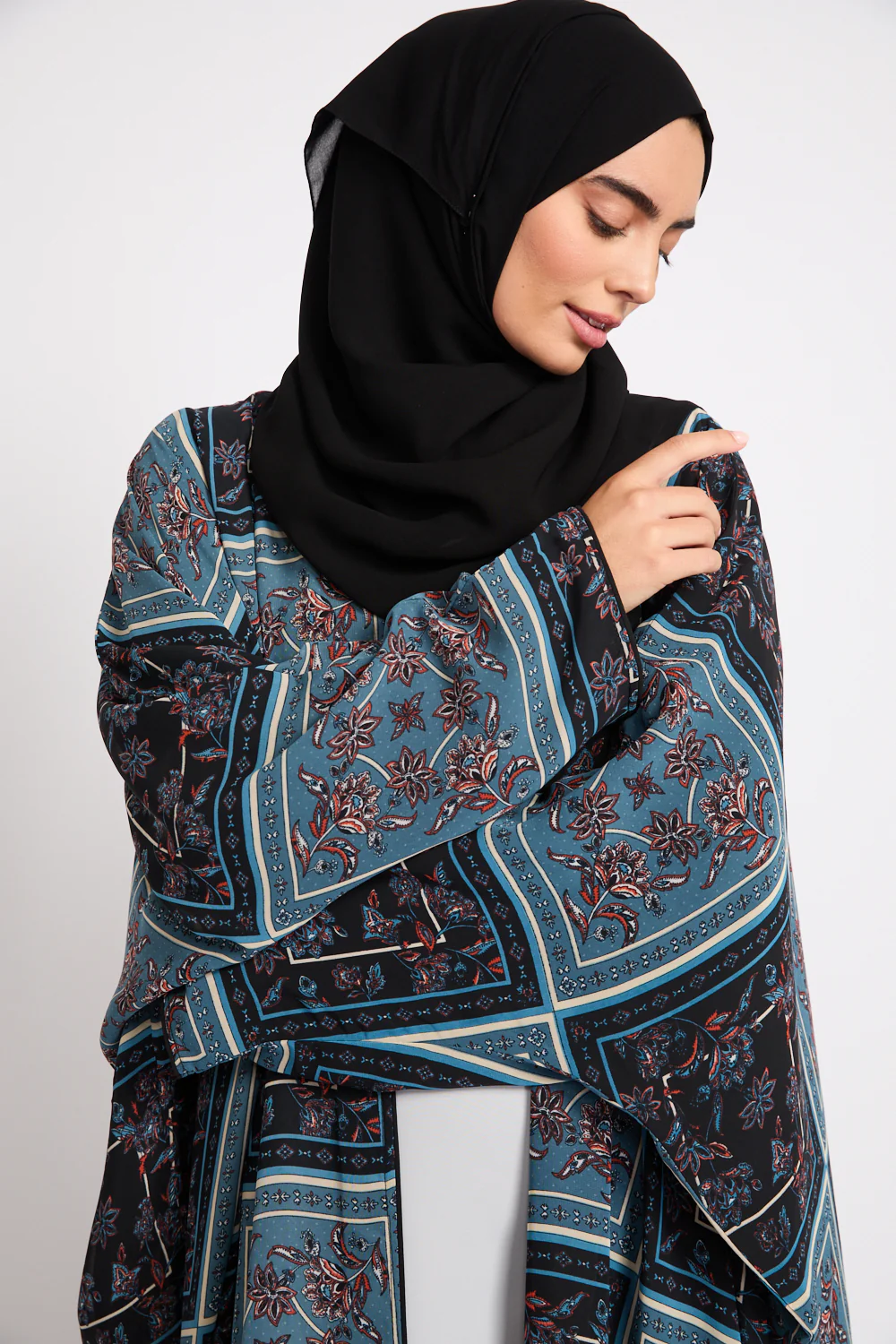 Mosaic Garden Open Bisht – Midnight Teal - LIMITED EDITION - Image 2