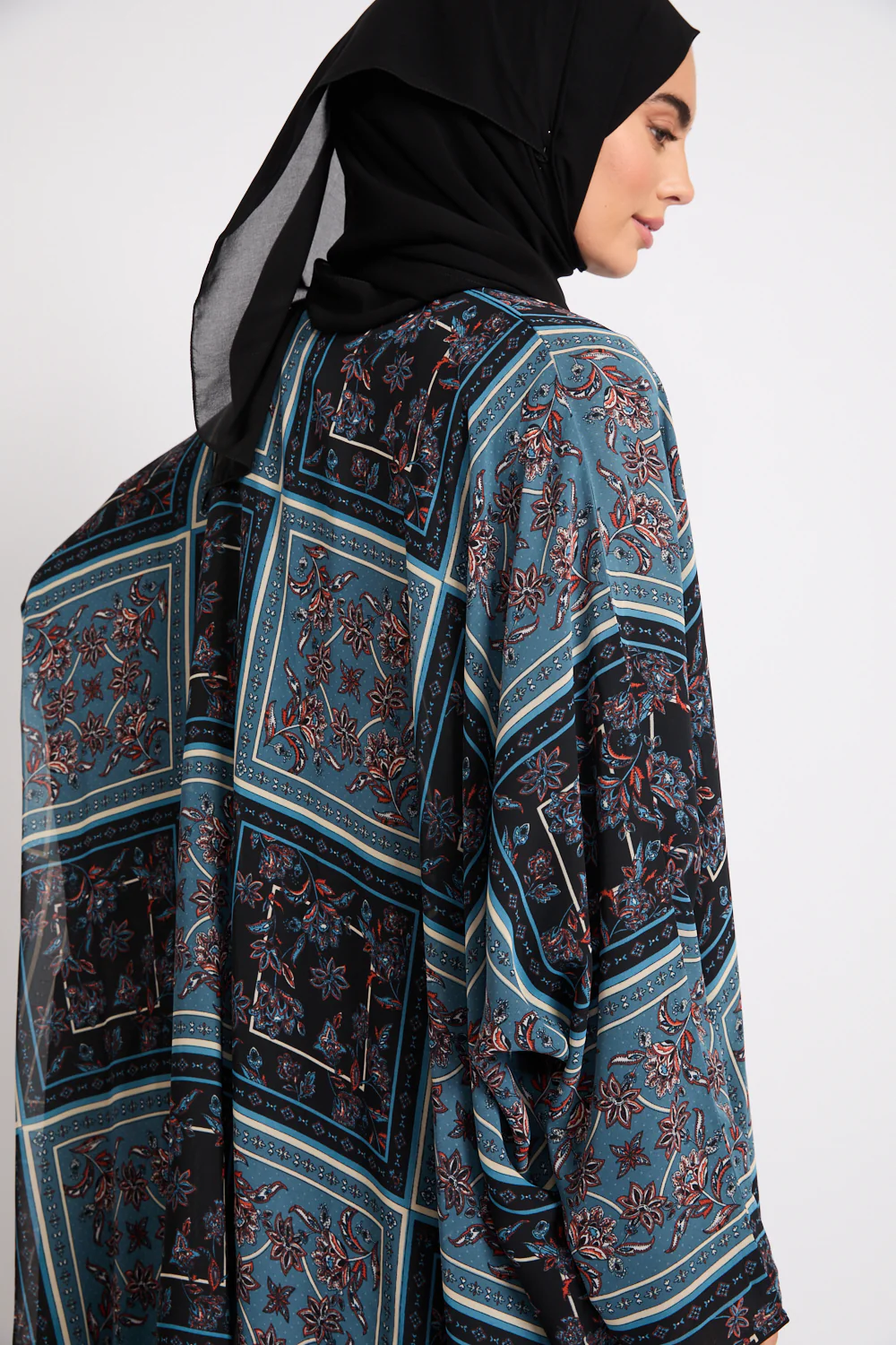 Mosaic Garden Open Bisht – Midnight Teal - LIMITED EDITION - Image 4