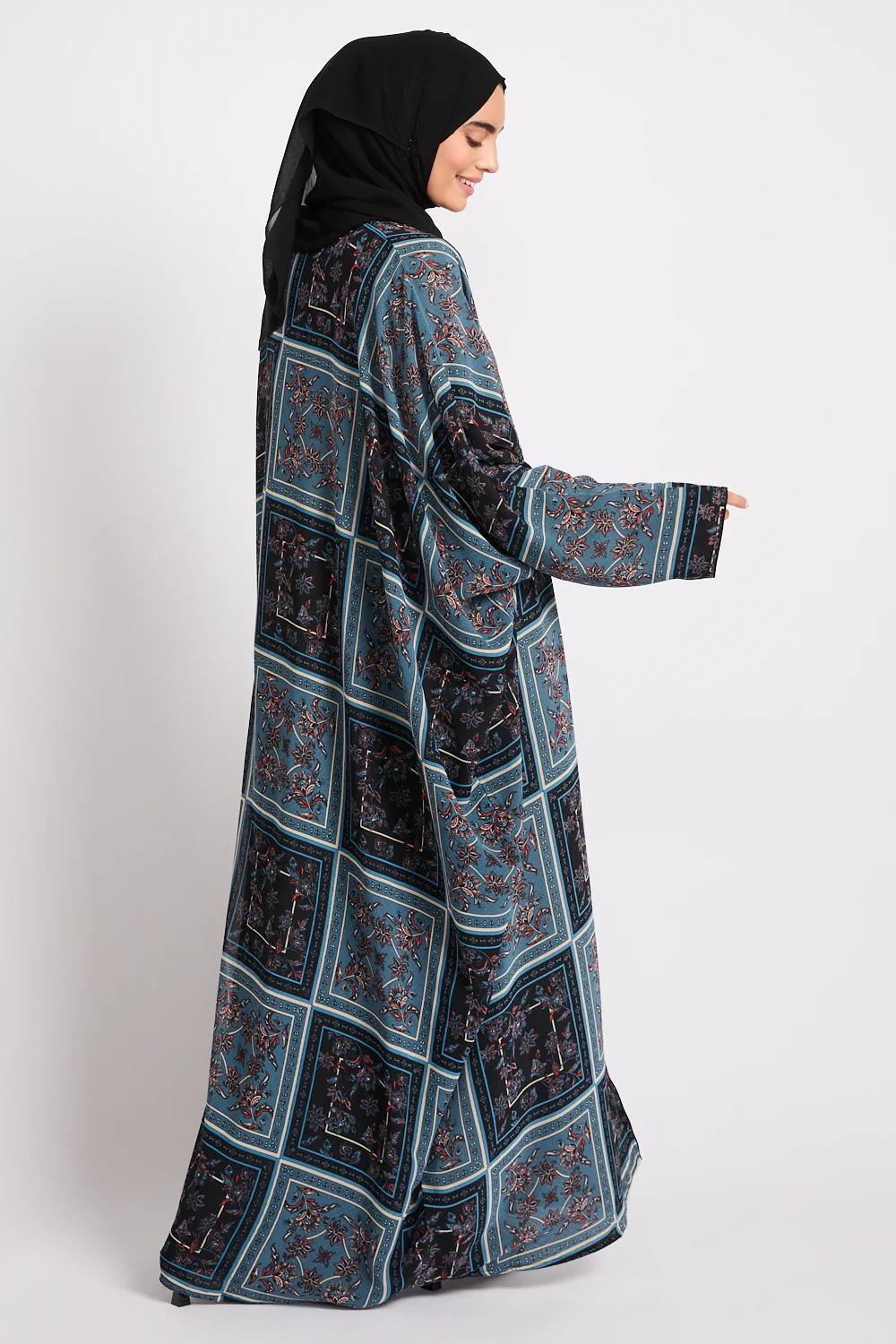 Mosaic Garden Open Bisht – Midnight Teal - LIMITED EDITION - Image 5