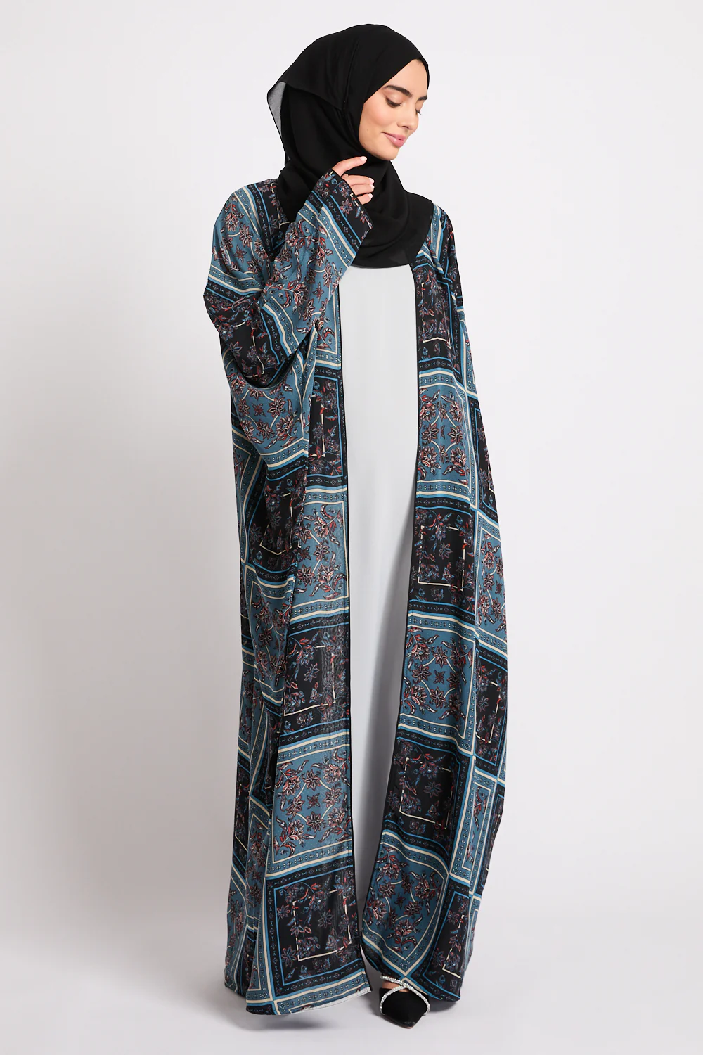 Mosaic Garden Open Bisht – Midnight Teal - LIMITED EDITION - Image 6