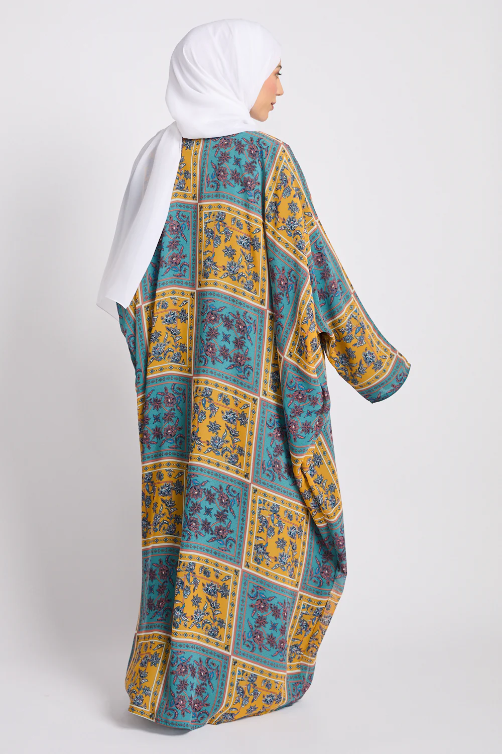Mosaic Garden Open Bisht – Turquoise Saffron - LIMITED EDITION - Image 4