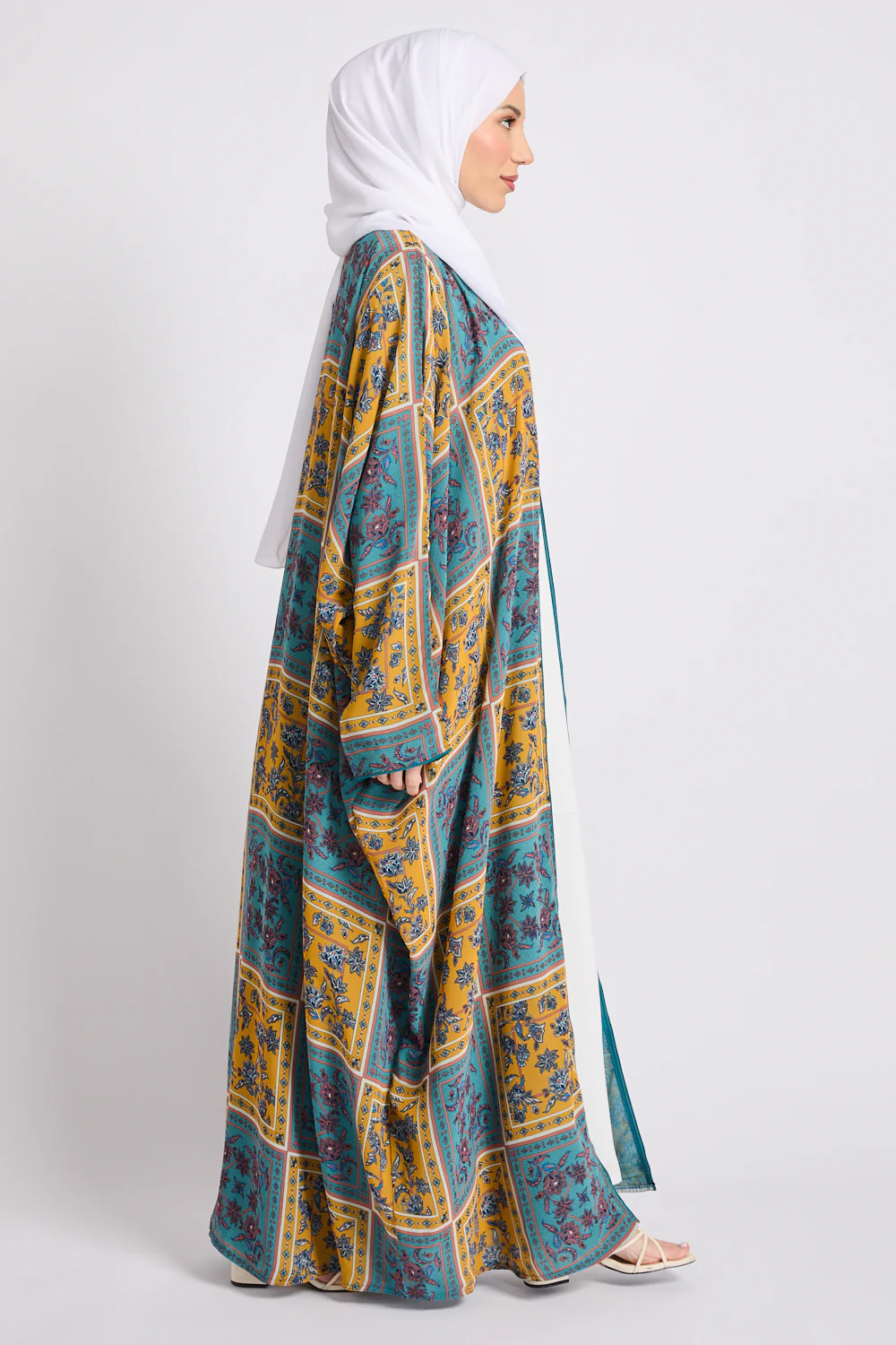 Mosaic Garden Open Bisht – Turquoise Saffron - LIMITED EDITION - Image 6