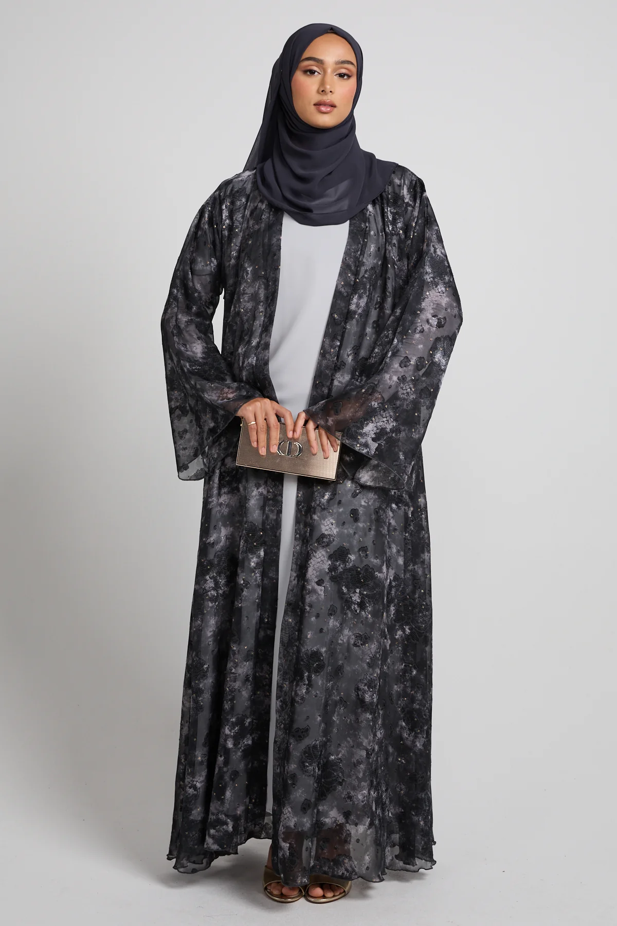 Mystic Midnight Chiffon Open Abaya - LIMITED EDITION - Image 4