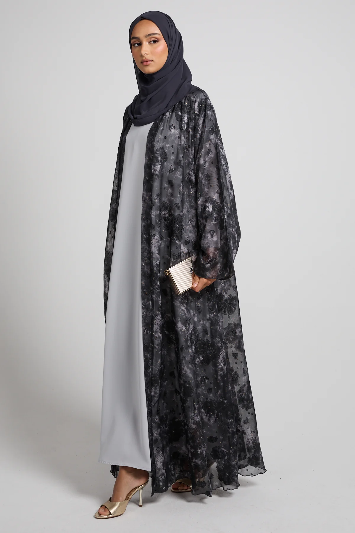 Mystic Midnight Chiffon Open Abaya - LIMITED EDITION - Image 5