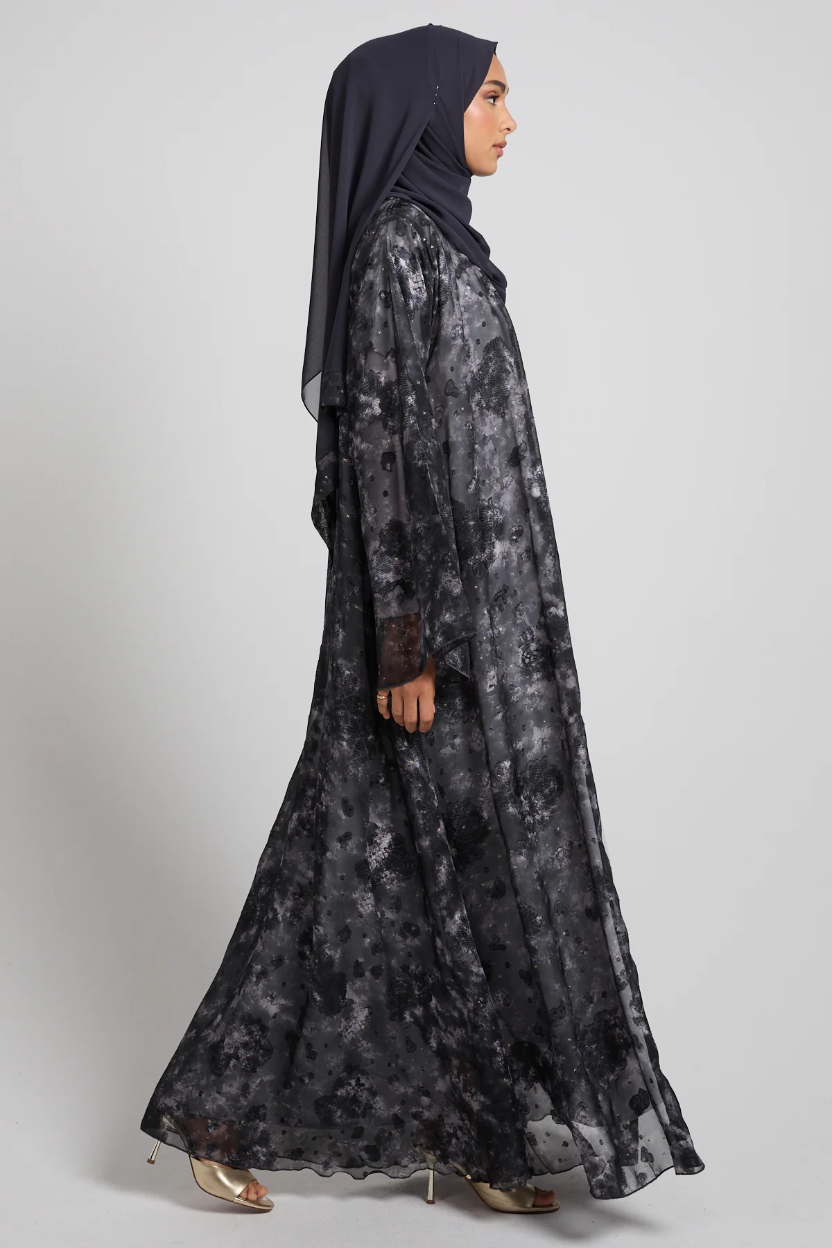 Mystic Midnight Chiffon Open Abaya - LIMITED EDITION - Image 6