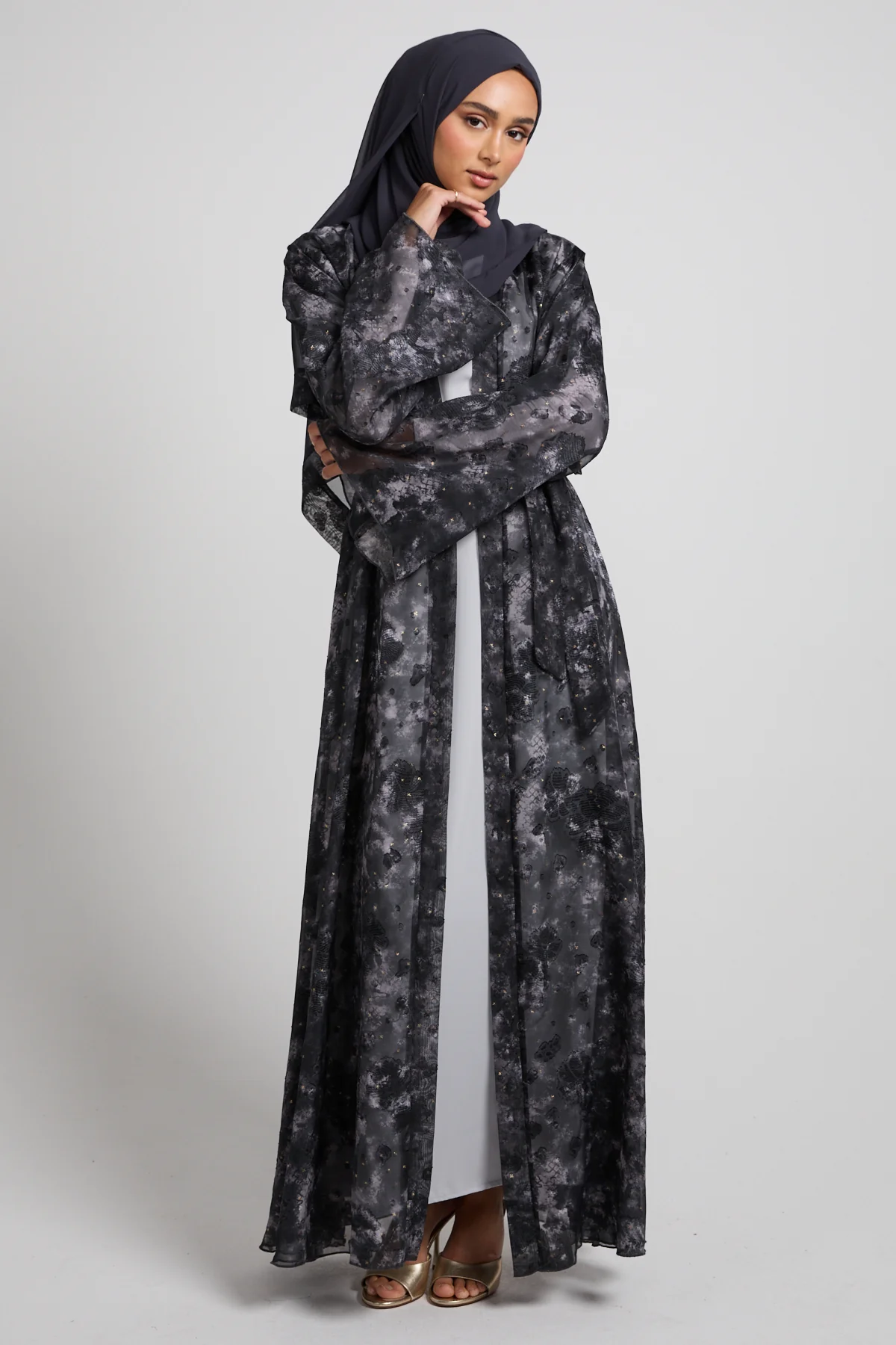 Mystic Midnight Chiffon Open Abaya - LIMITED EDITION - Image 7