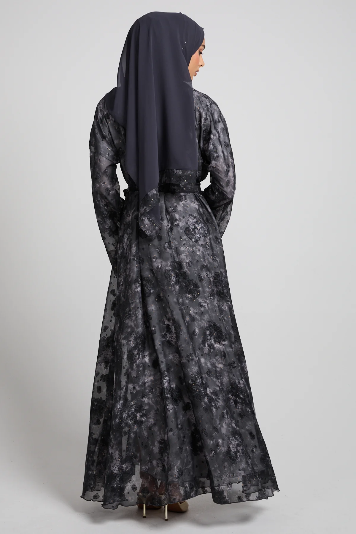Mystic Midnight Chiffon Open Abaya - LIMITED EDITION - Image 8