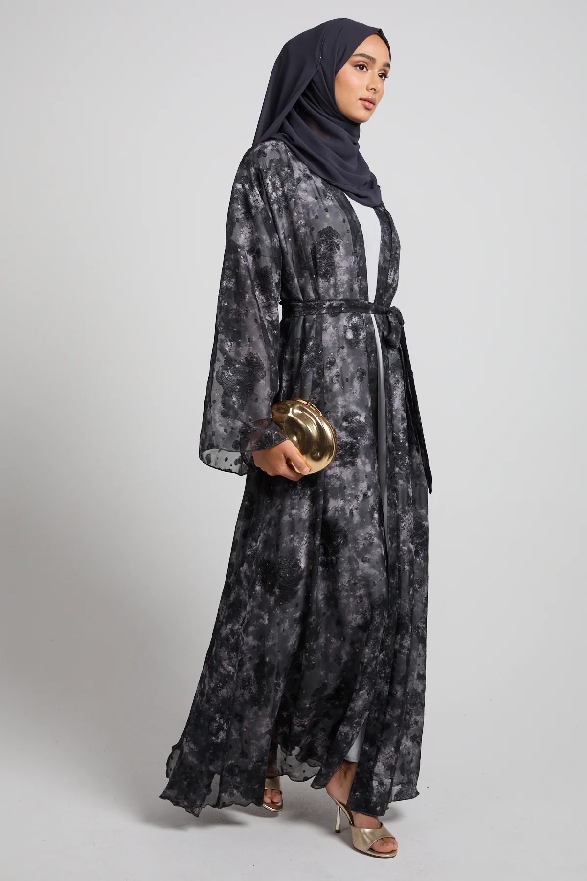 Mystic Midnight Chiffon Open Abaya - LIMITED EDITION - Image 9