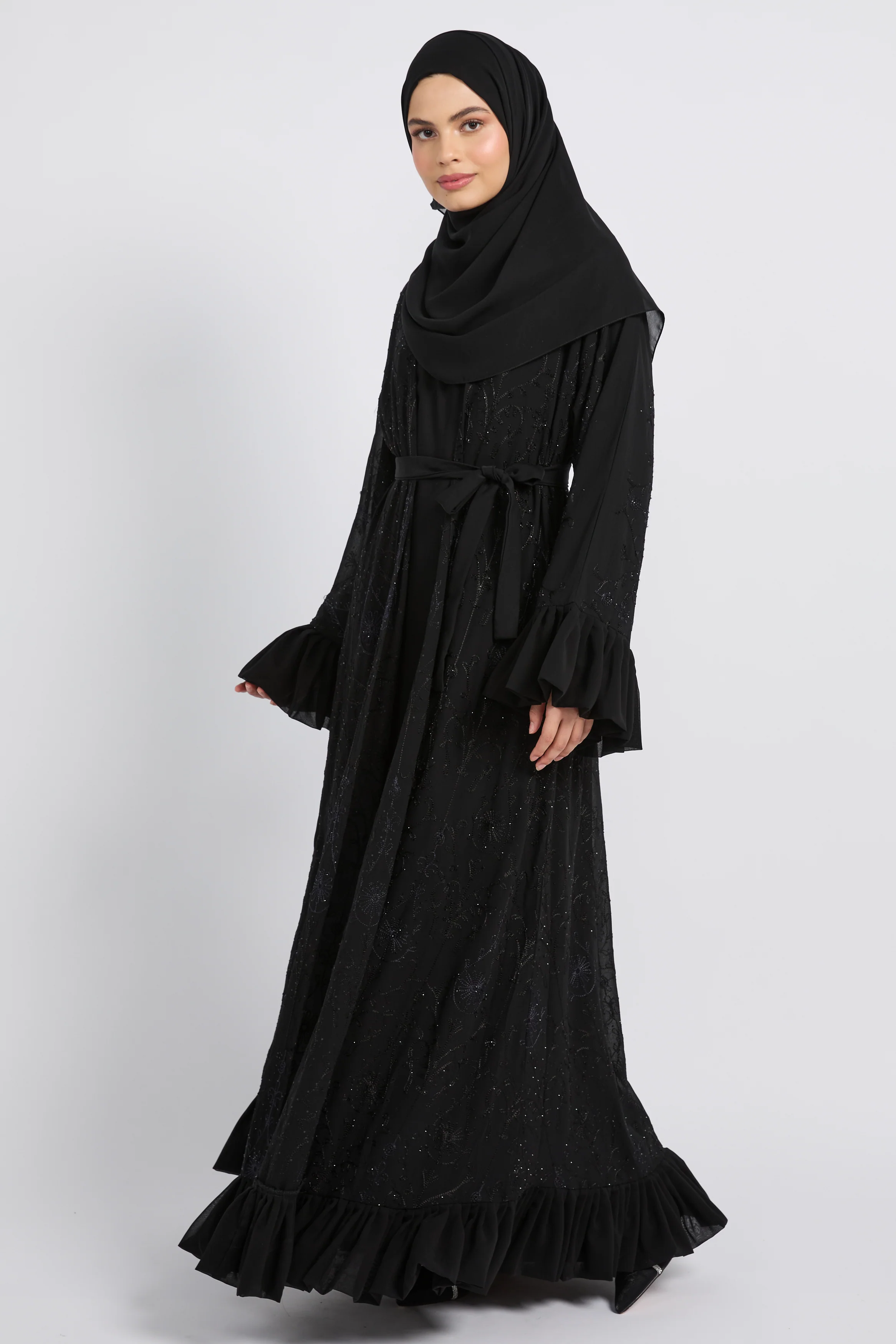 Noir Bloom Luxe Four Piece Abaya Set - Classic Black - LIMITED EDITION - Image 9