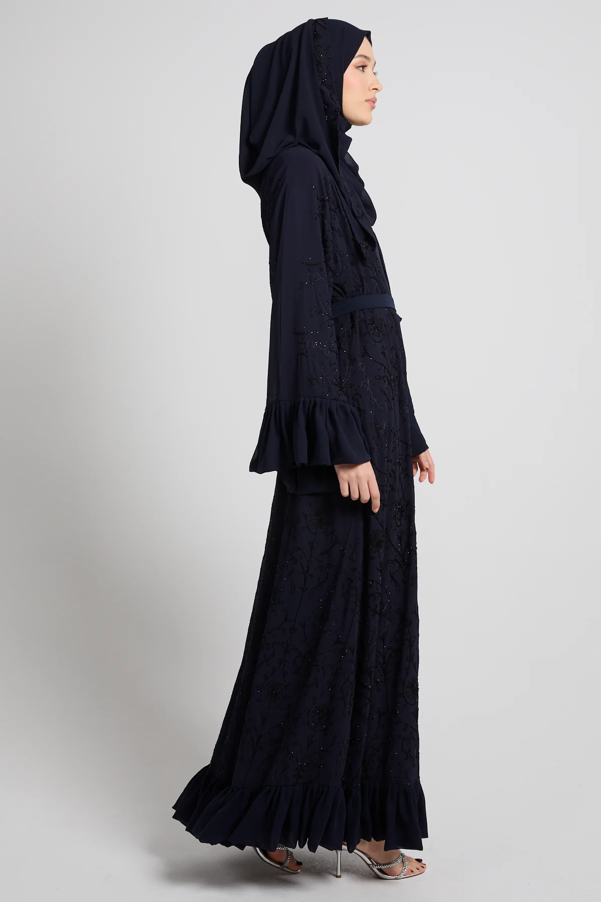 Noir Bloom Luxe Four Piece Abaya Set - Navy - LIMITED EDITION - Image 4