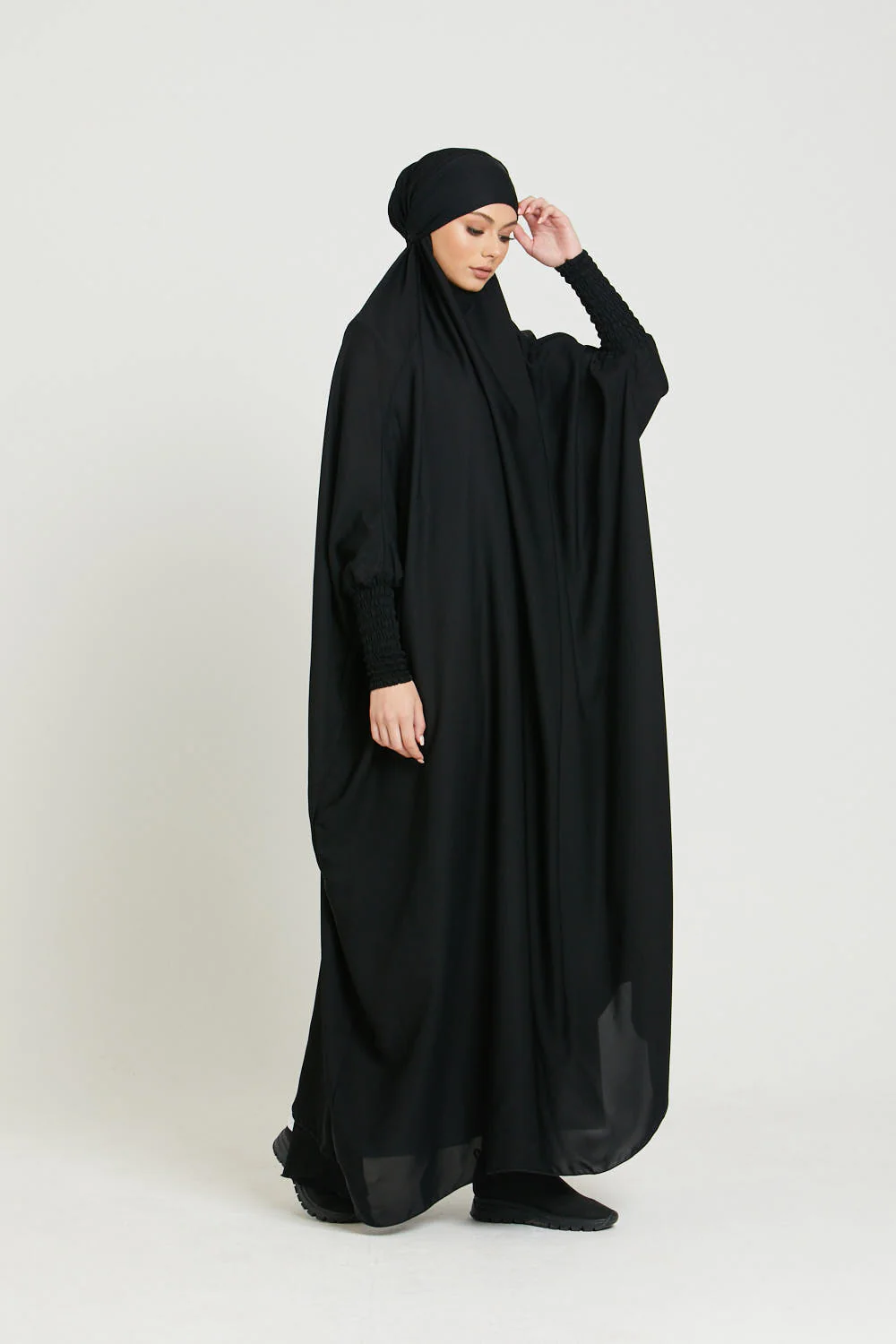 One Piece Full Length Jilbab/ Prayer Abaya - Black - Image 4