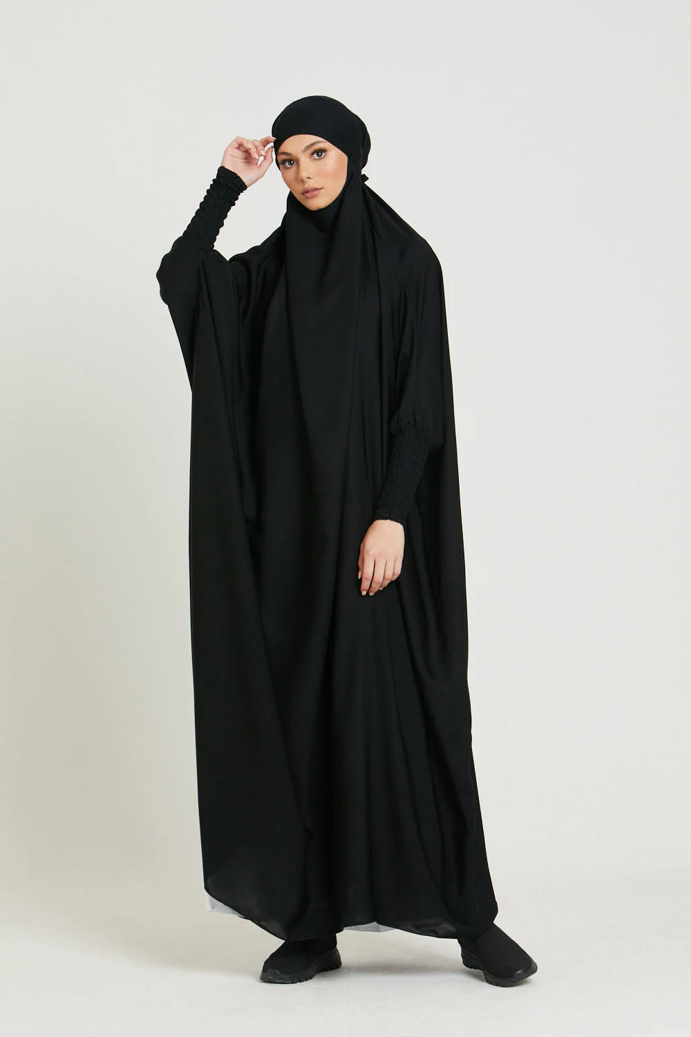 One Piece Full Length Jilbab/ Prayer Abaya - Black - Image 5