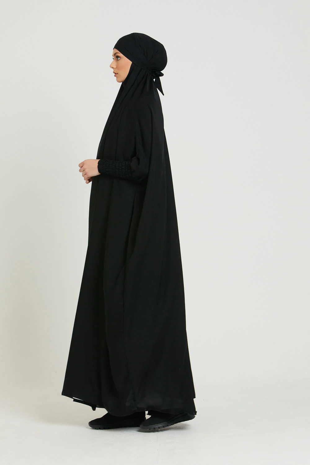 One Piece Full Length Jilbab/ Prayer Abaya - Black - Image 6