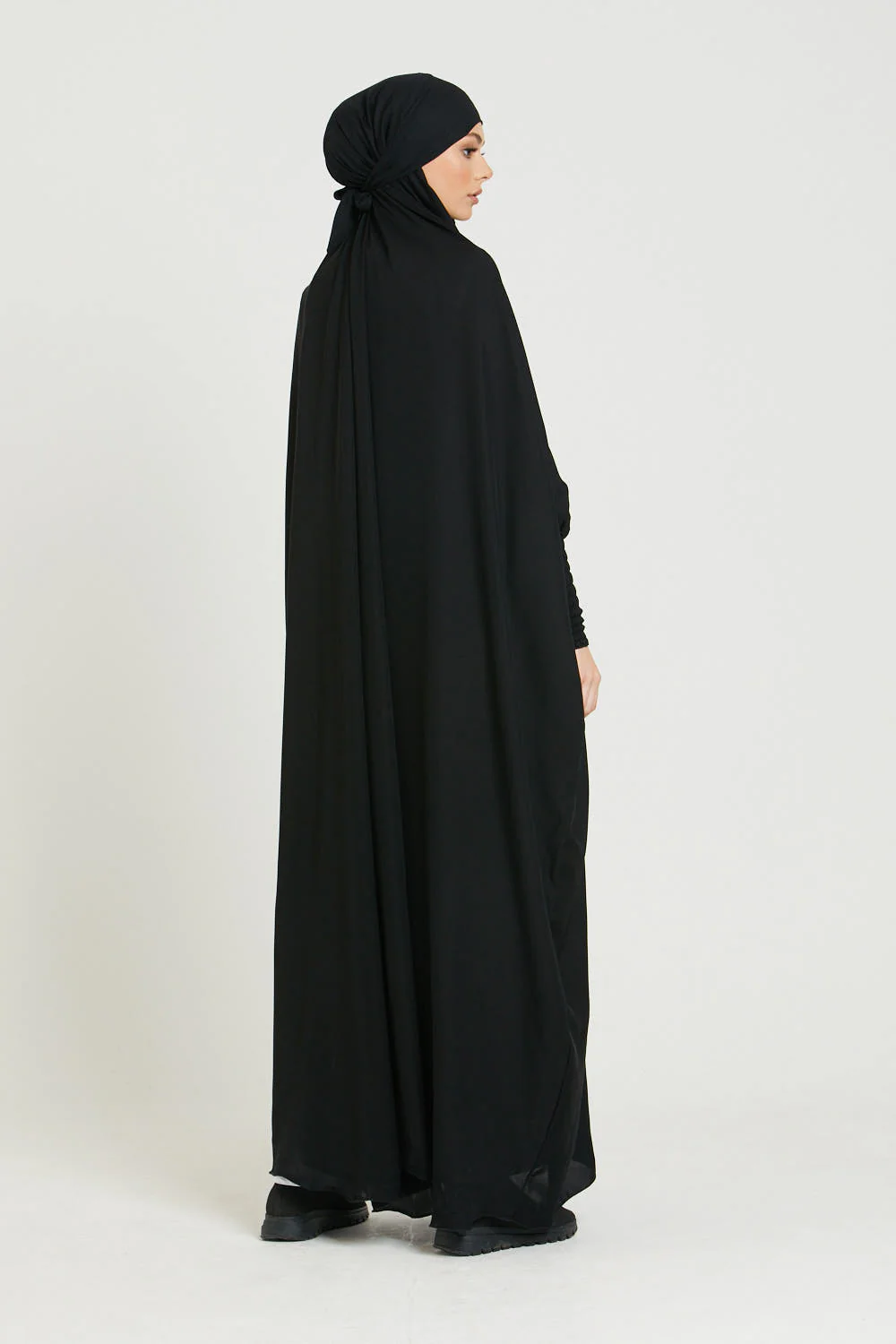 One Piece Full Length Jilbab/ Prayer Abaya - Black - Image 7