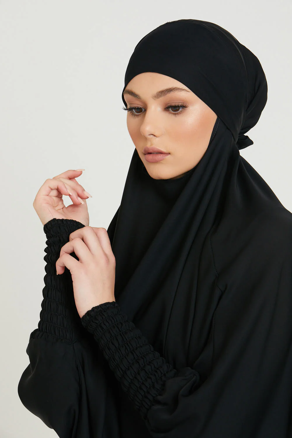 One Piece Full Length Jilbab/ Prayer Abaya - Black - Image 8