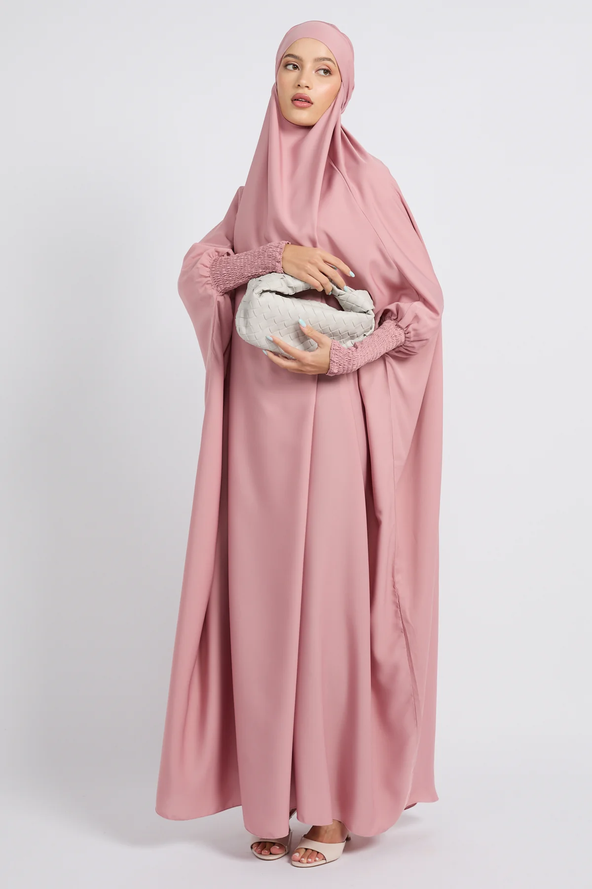 One Piece Full Length Jilbab/ Prayer Abaya - Blush - Image 3