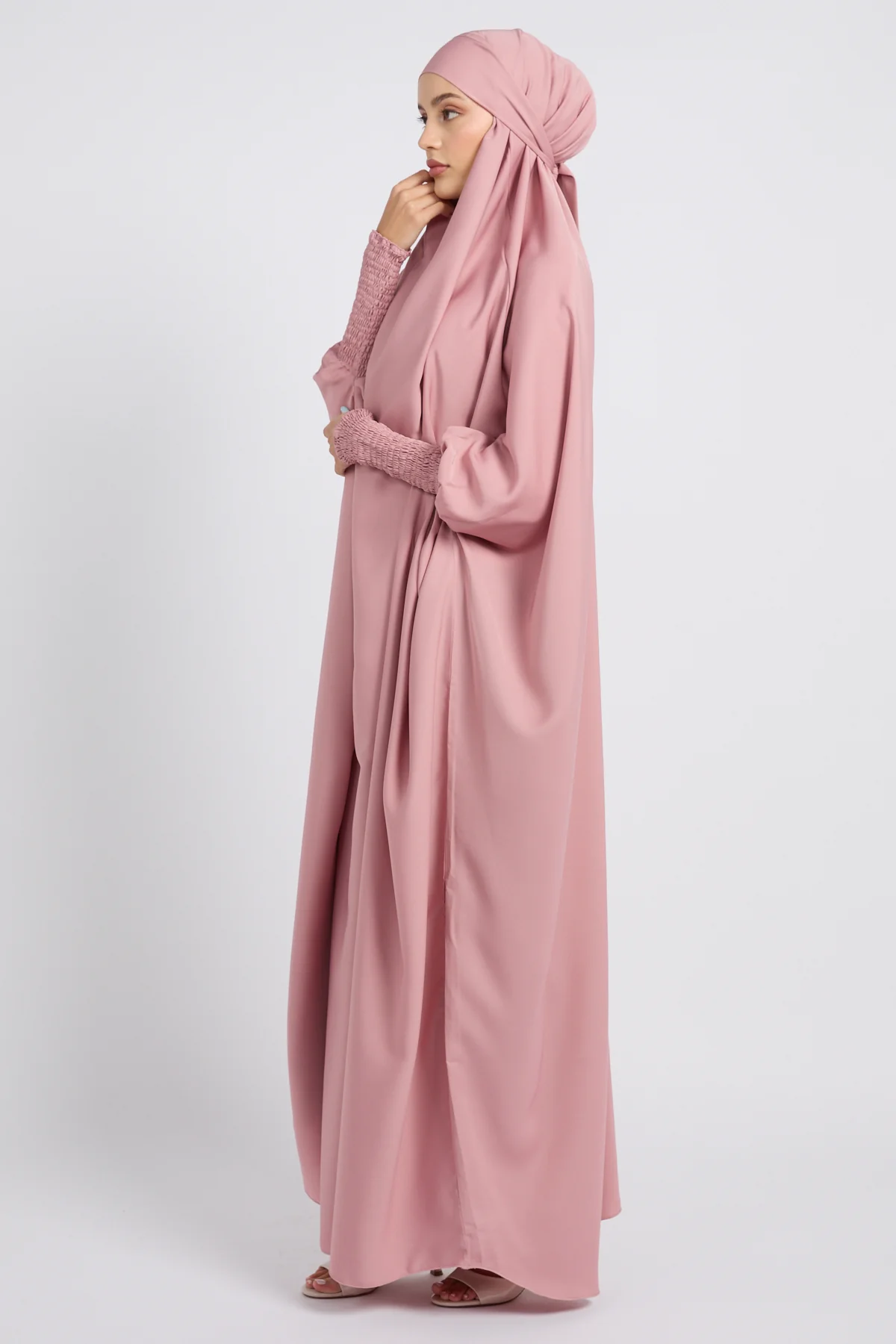 One Piece Full Length Jilbab/ Prayer Abaya - Blush - Image 5