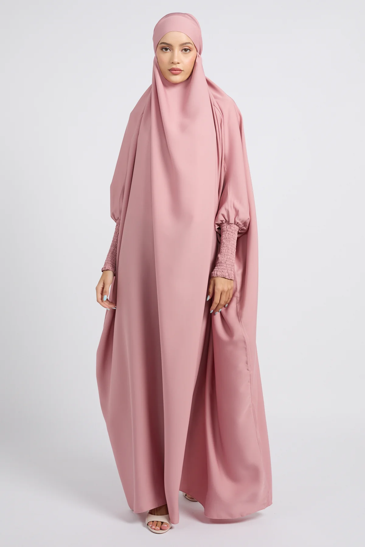 One Piece Full Length Jilbab/ Prayer Abaya - Blush - Image 6