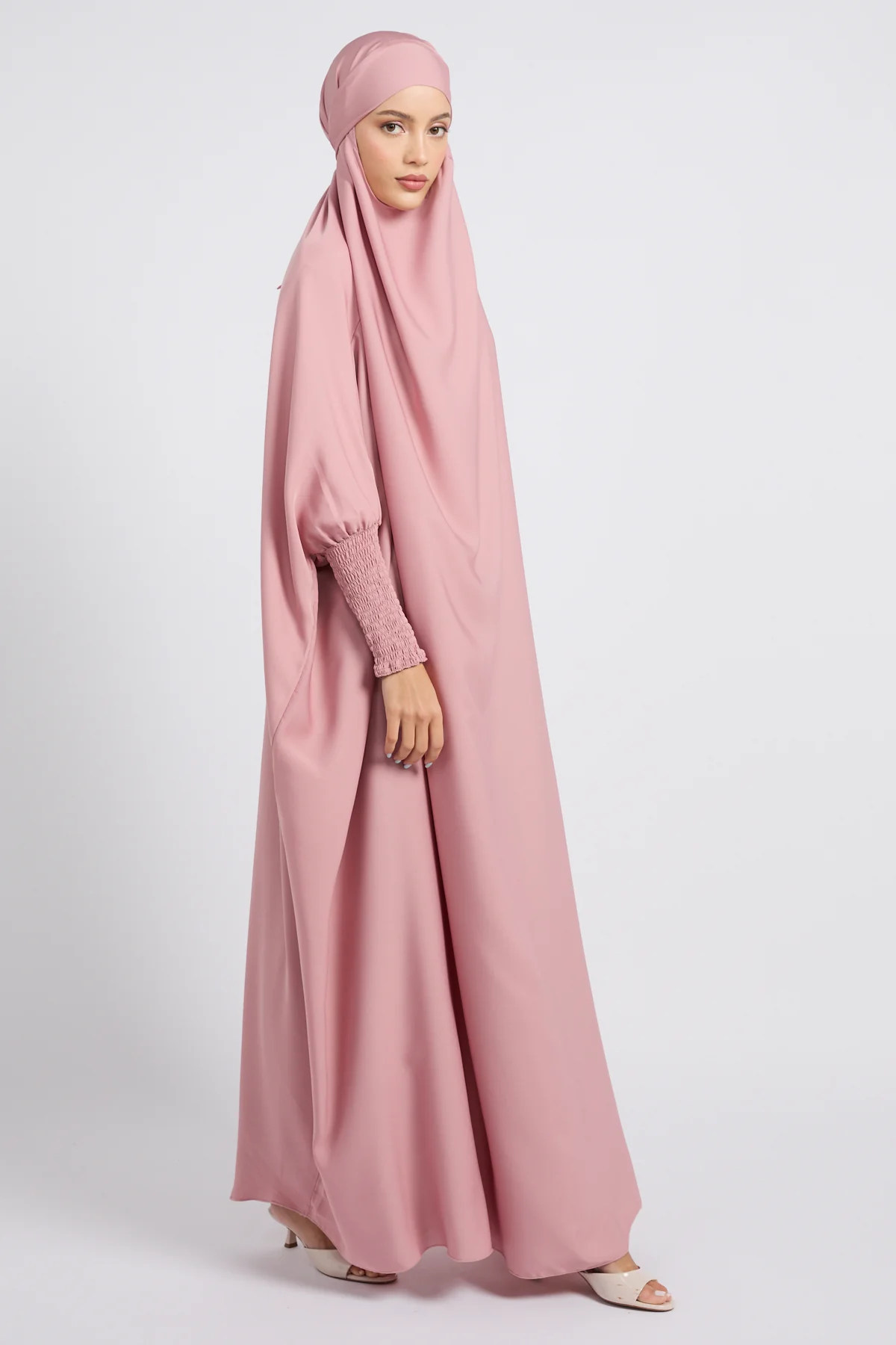 One Piece Full Length Jilbab/ Prayer Abaya - Blush - Image 7