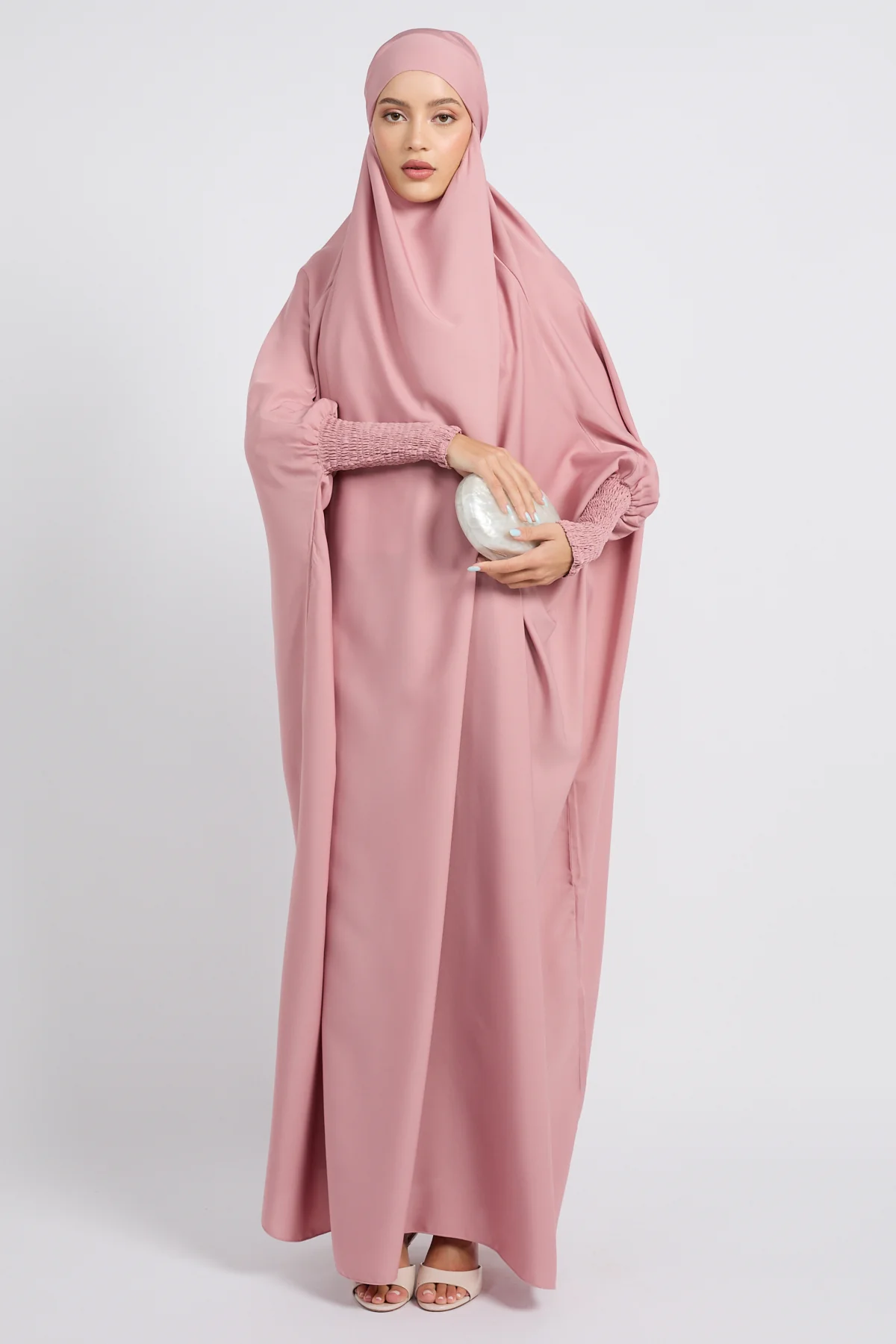 One Piece Full Length Jilbab/ Prayer Abaya - Blush - Image 8