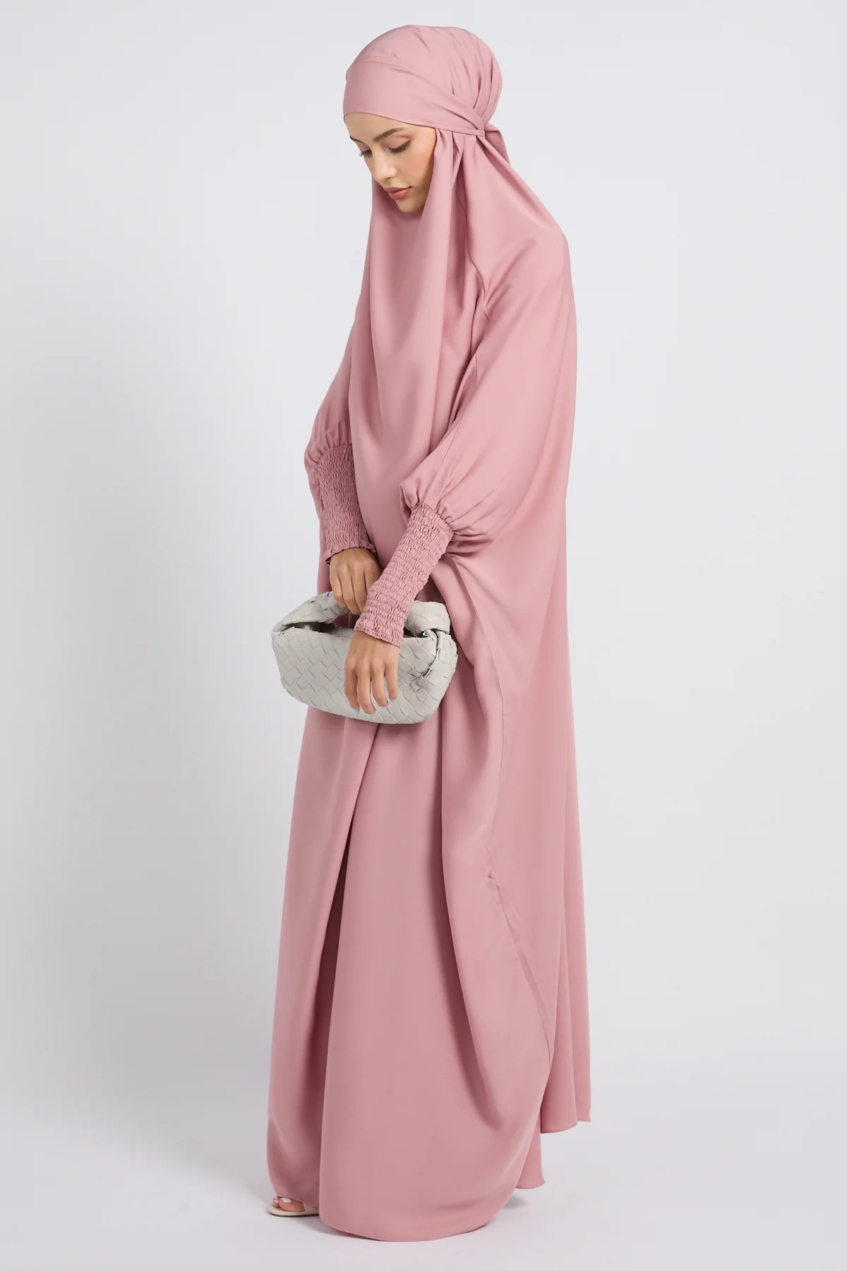 One Piece Full Length Jilbab/ Prayer Abaya - Blush - Image 9