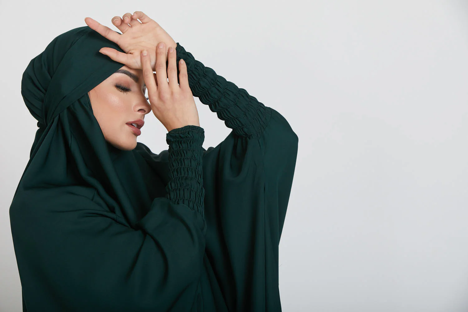 One Piece Full Length Jilbab/ Prayer Abaya - Forest Green - Image 10