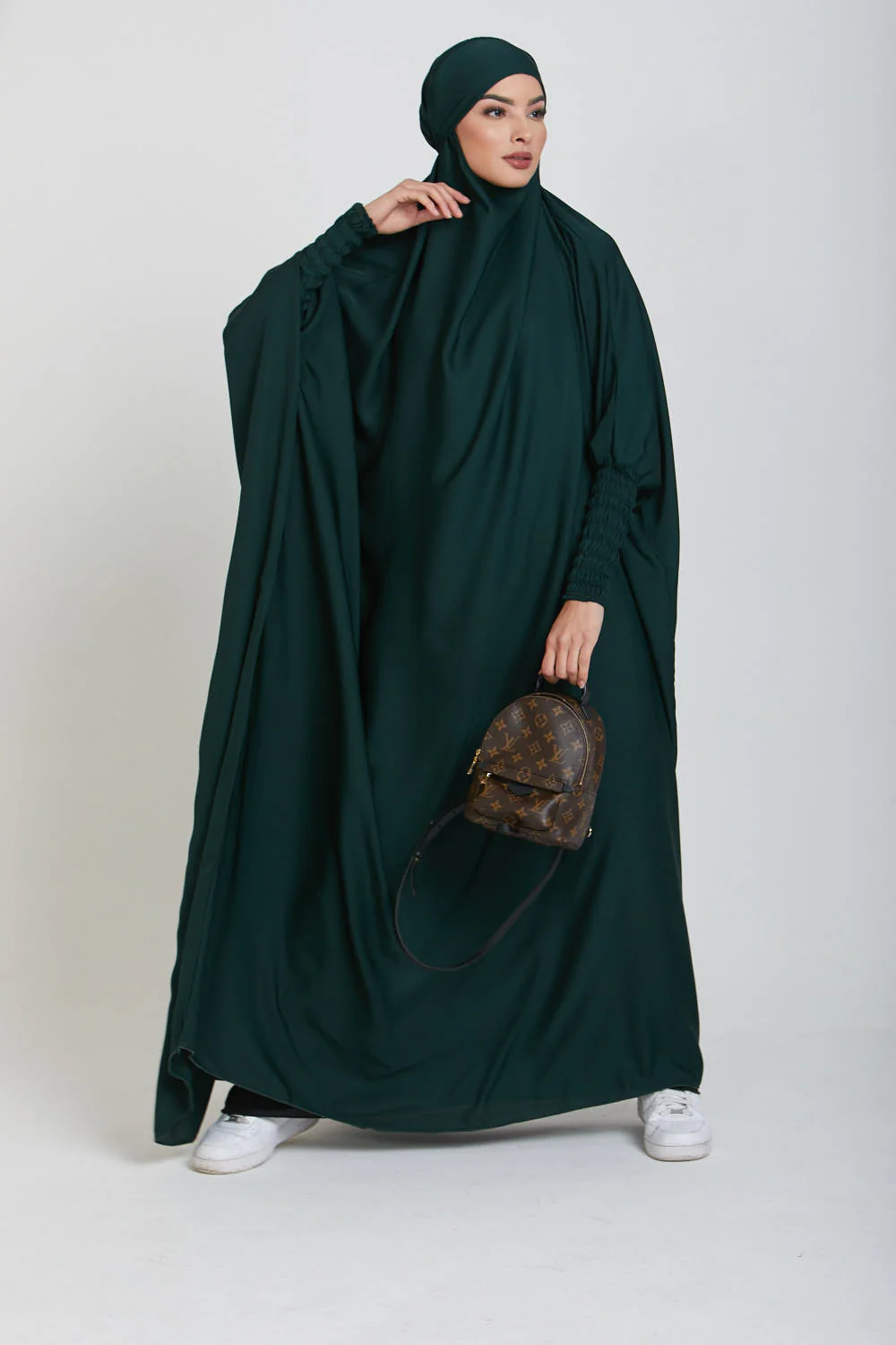 One Piece Full Length Jilbab/ Prayer Abaya - Forest Green - Image 4