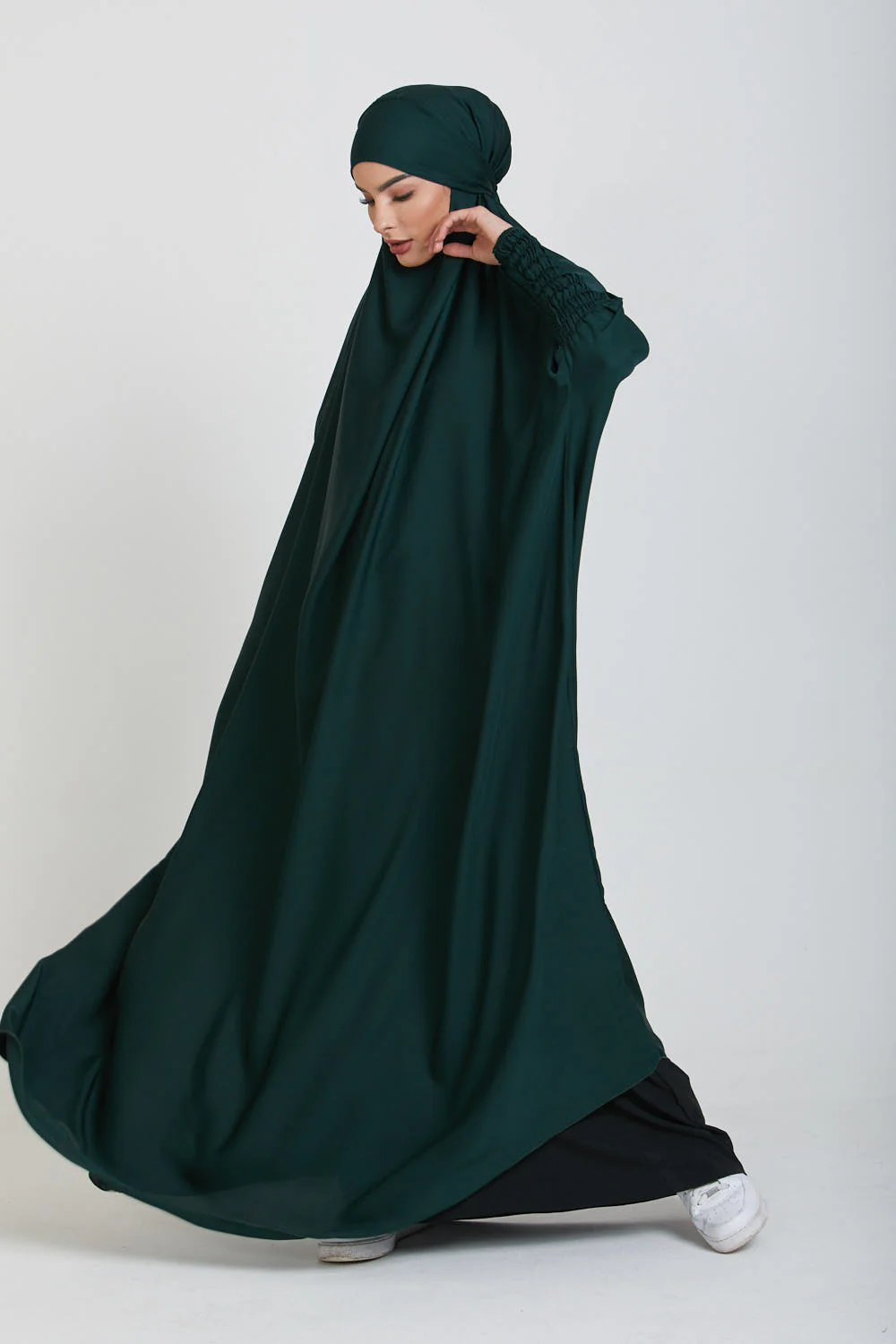One Piece Full Length Jilbab/ Prayer Abaya - Forest Green - Image 5