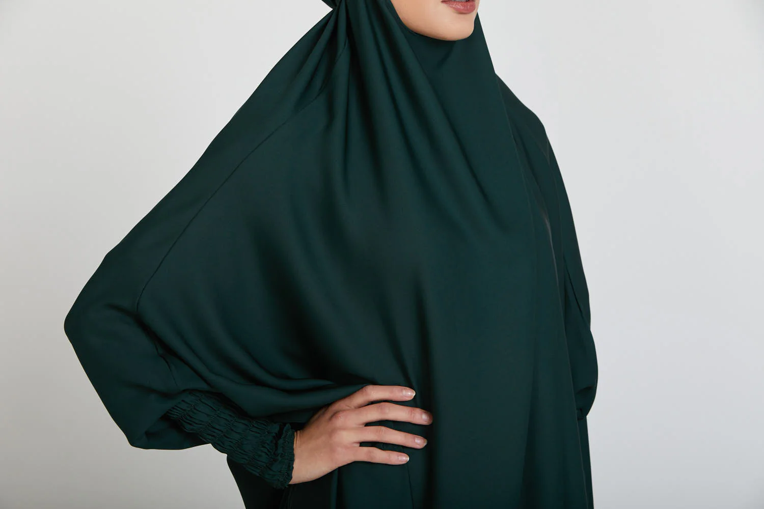 One Piece Full Length Jilbab/ Prayer Abaya - Forest Green - Image 7